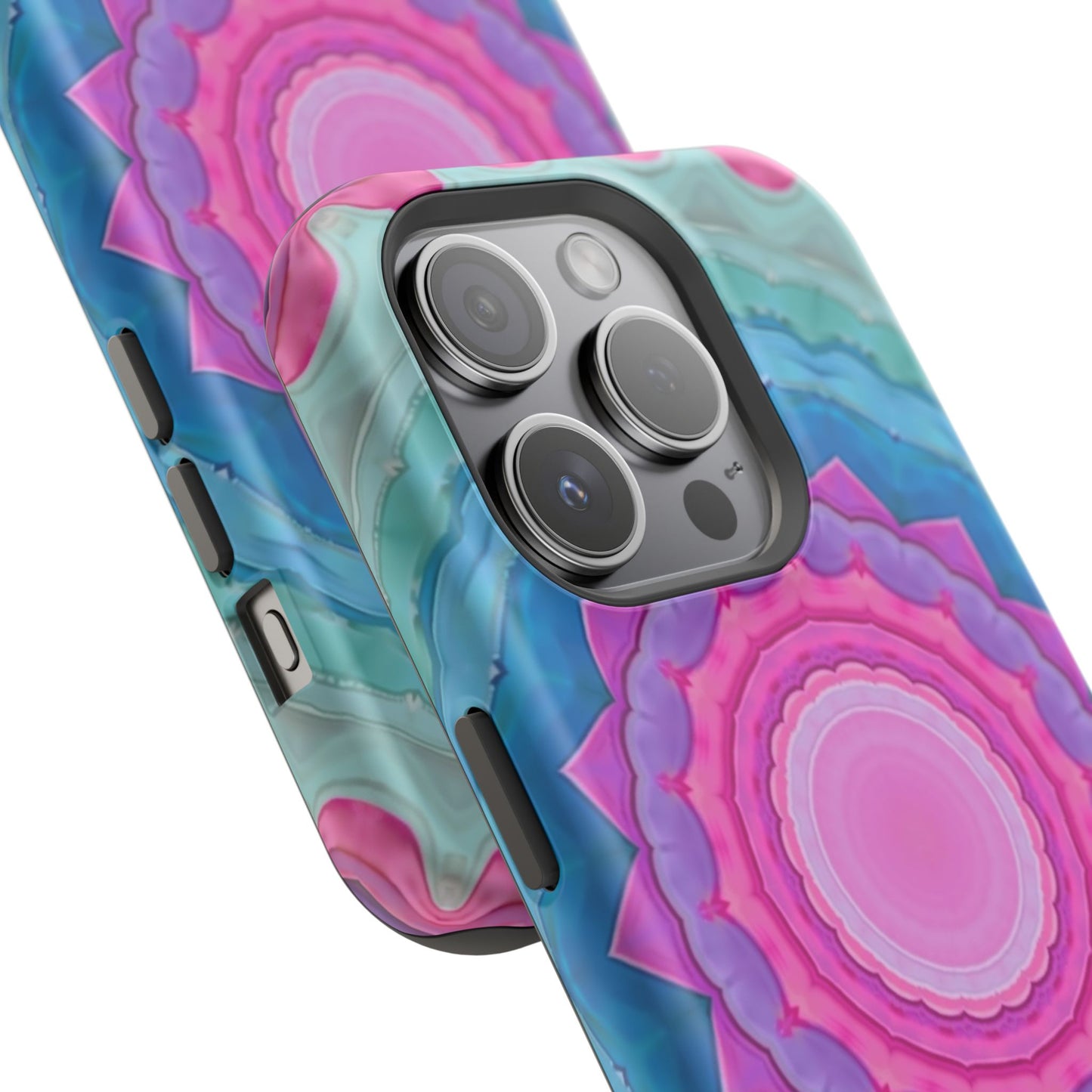 Rippled Radiance iPhone Case - Abstract Pink Floral Design, Aesthetic Gift Idea