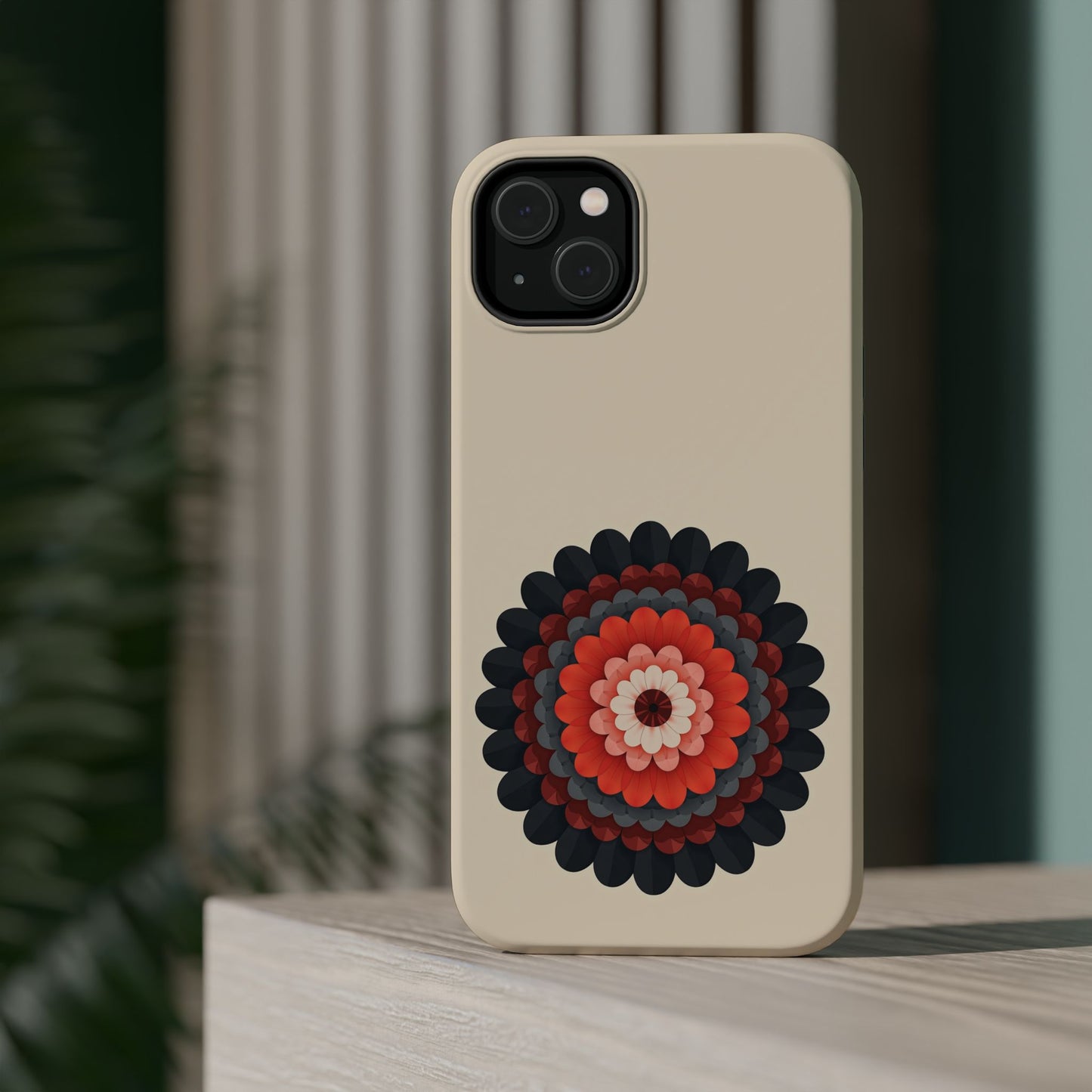 Red & Black Mandala iPhone Case - Bohemian Flower Design, Aesthetic Gift Idea
