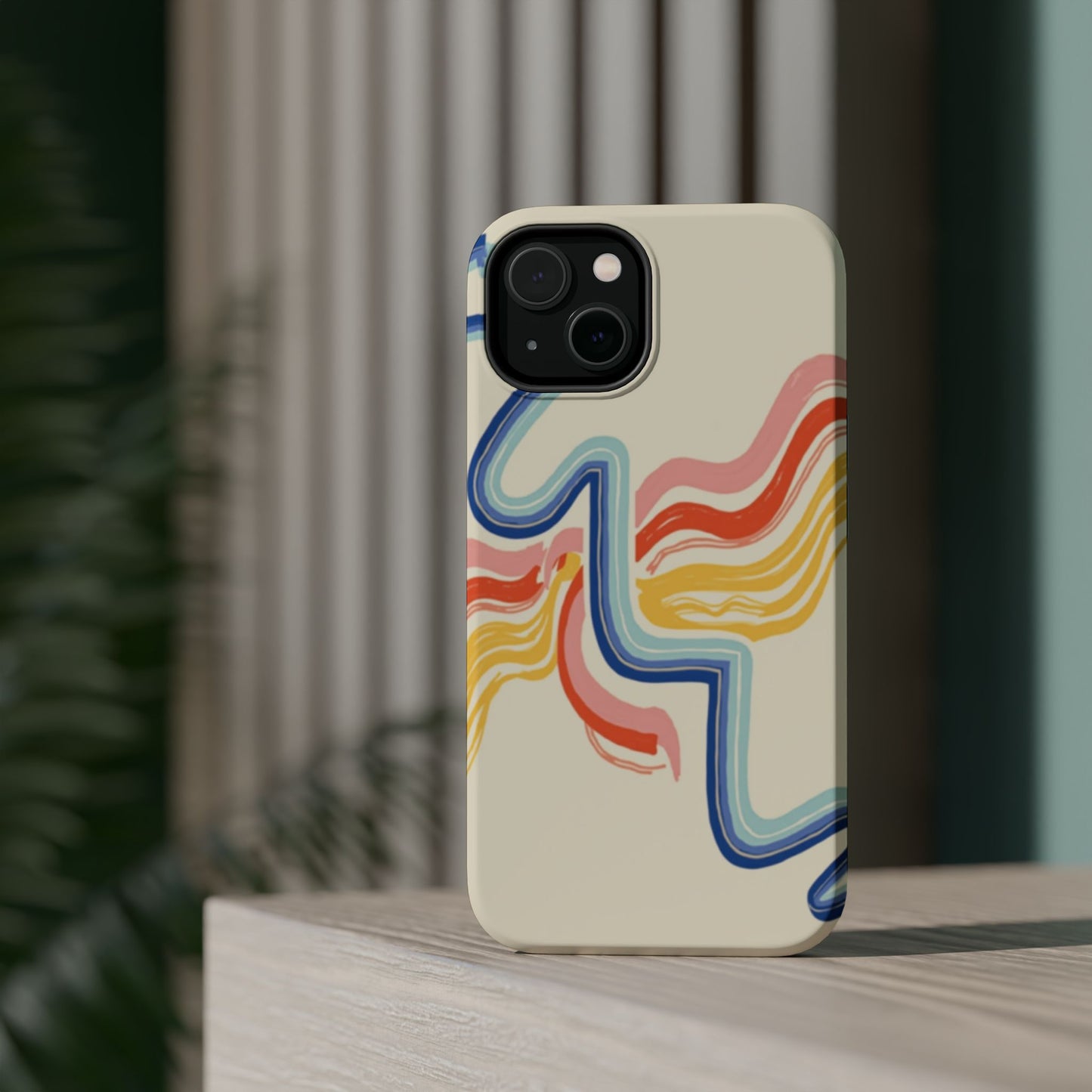 Retro Wave iPhone Case - Aesthetic Streamline Design, Trendy Gift Idea