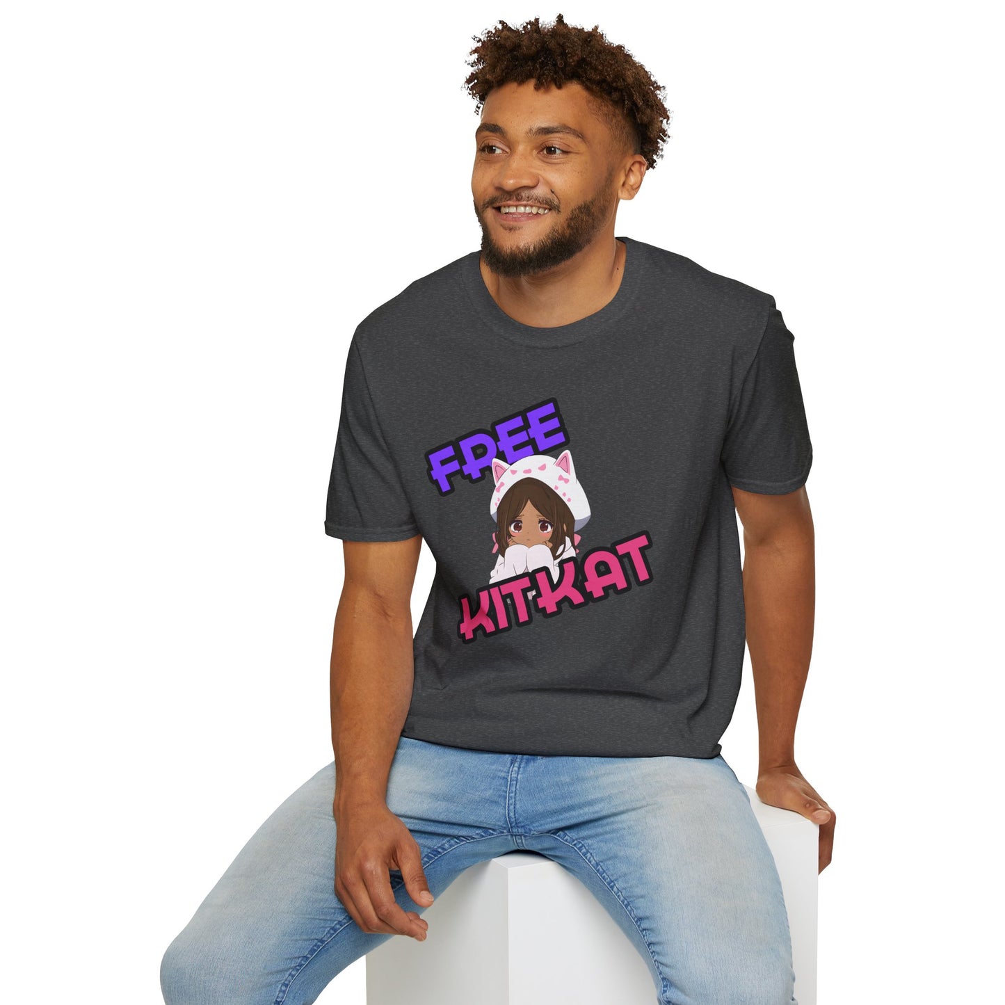 "Free KitKat" Anime Girl T-Shirt β Cute Kawaii Cat Hoodie Design