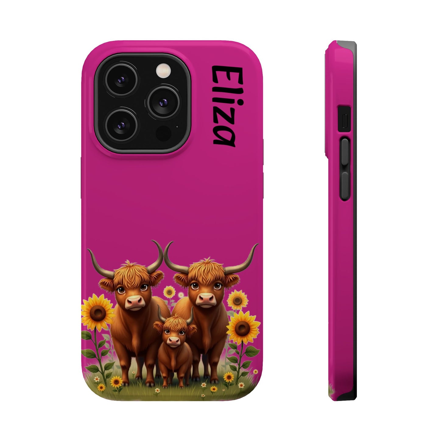 Highland Cow Phone Case - Personalized Custom Name | Cute Farm Animal Gift | iPhone Cases for Women & Girls