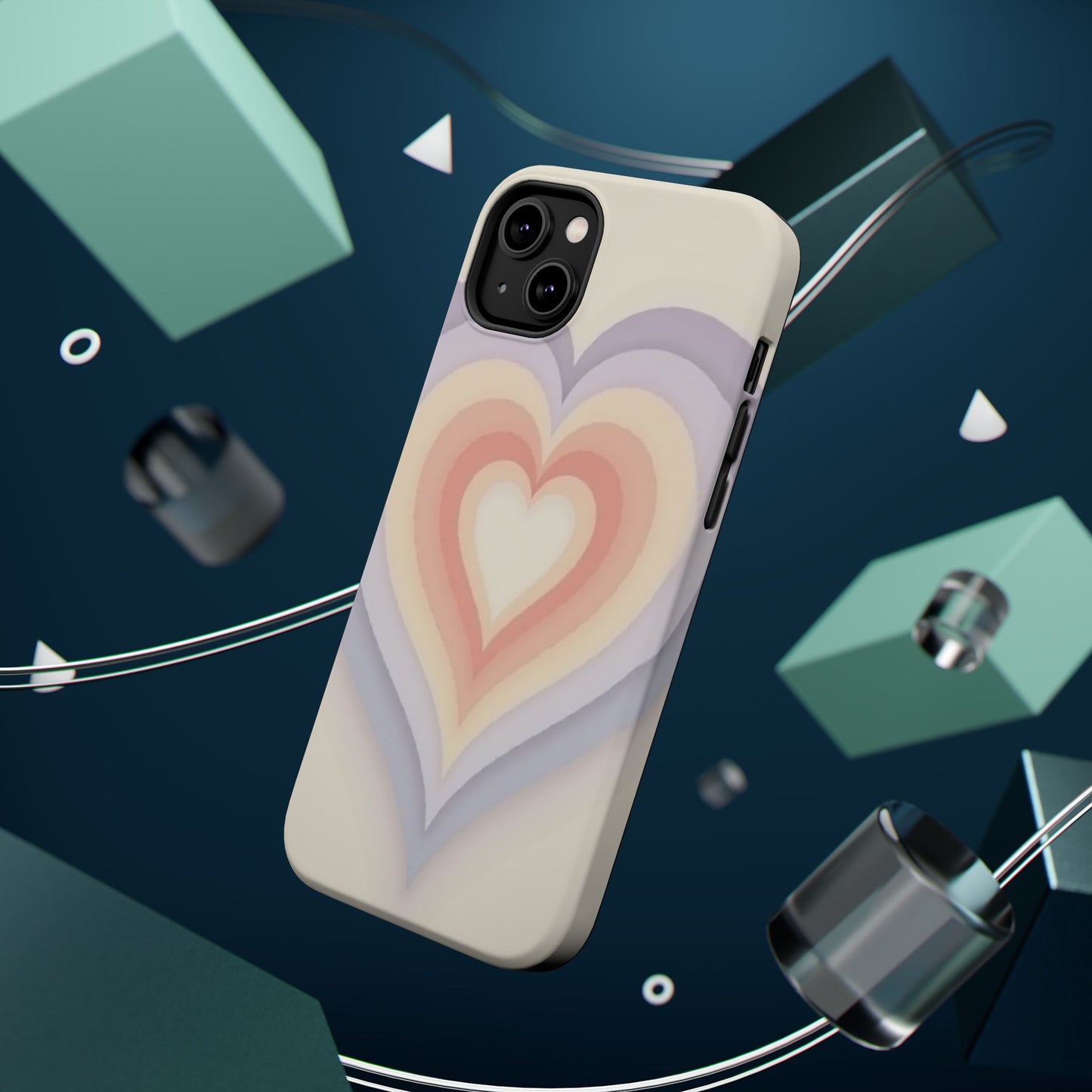 Radiant Heart iPhone Case - Pastel Layered Design - Cute Y2K Aesthetic Gift