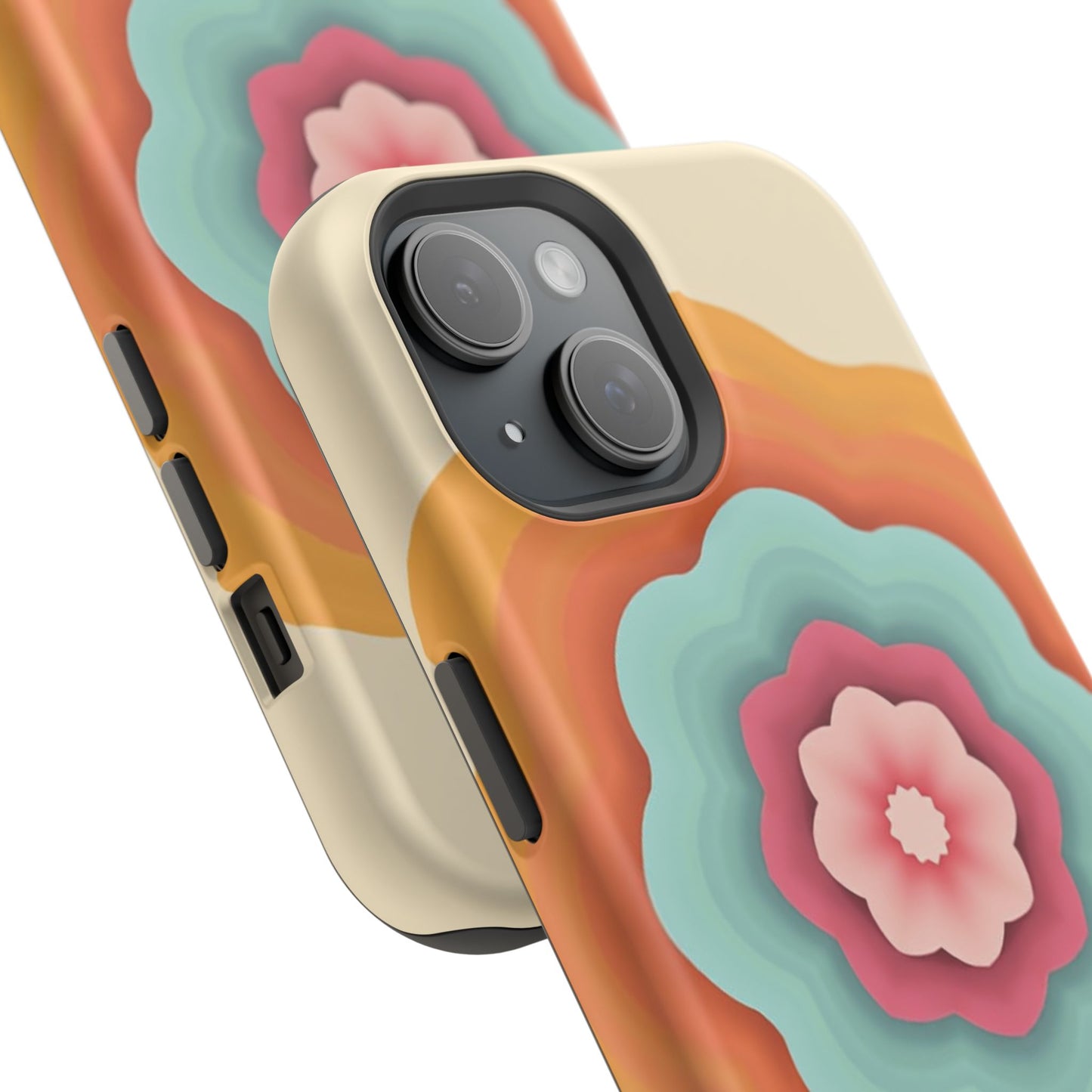 Retro Flower Phone Case - 70s Aesthetic iPhone Case, Vintage Gift Idea, Layered Floral Design