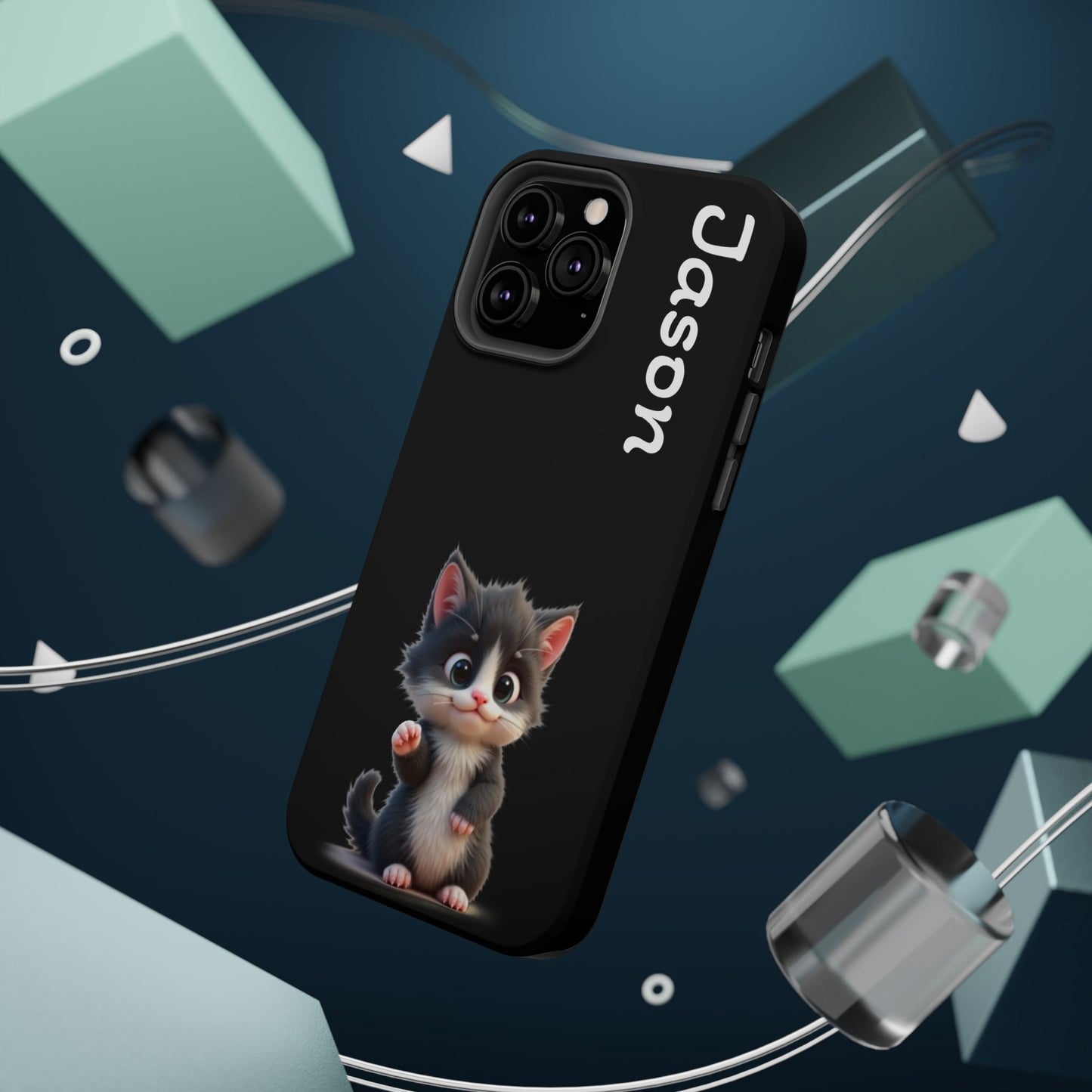 Personalized Kitten Phone Case - Custom Name Cat Lover Gift | Cute Black iPhone Cases for Women & Girls