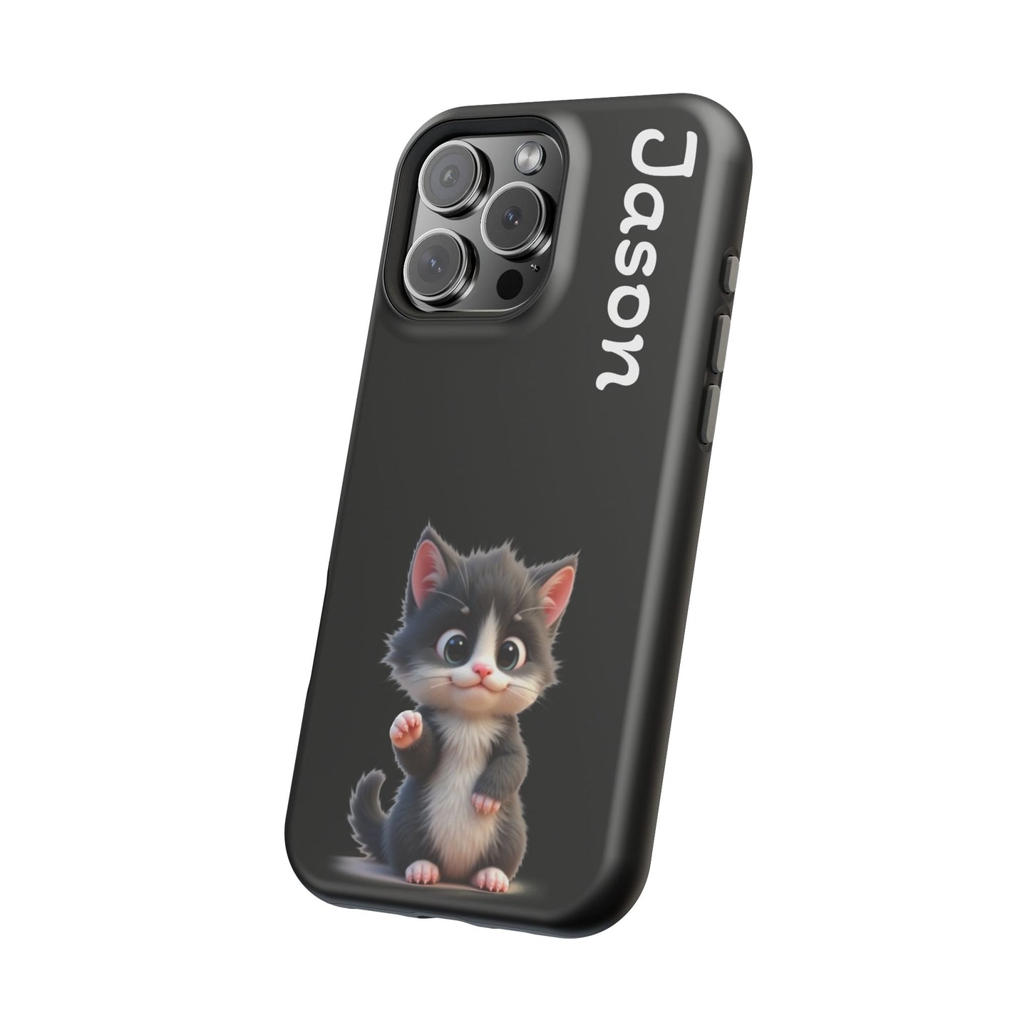 Personalized Kitten Phone Case - Custom Name Cat Lover Gift | Cute Black iPhone Cases for Women & Girls