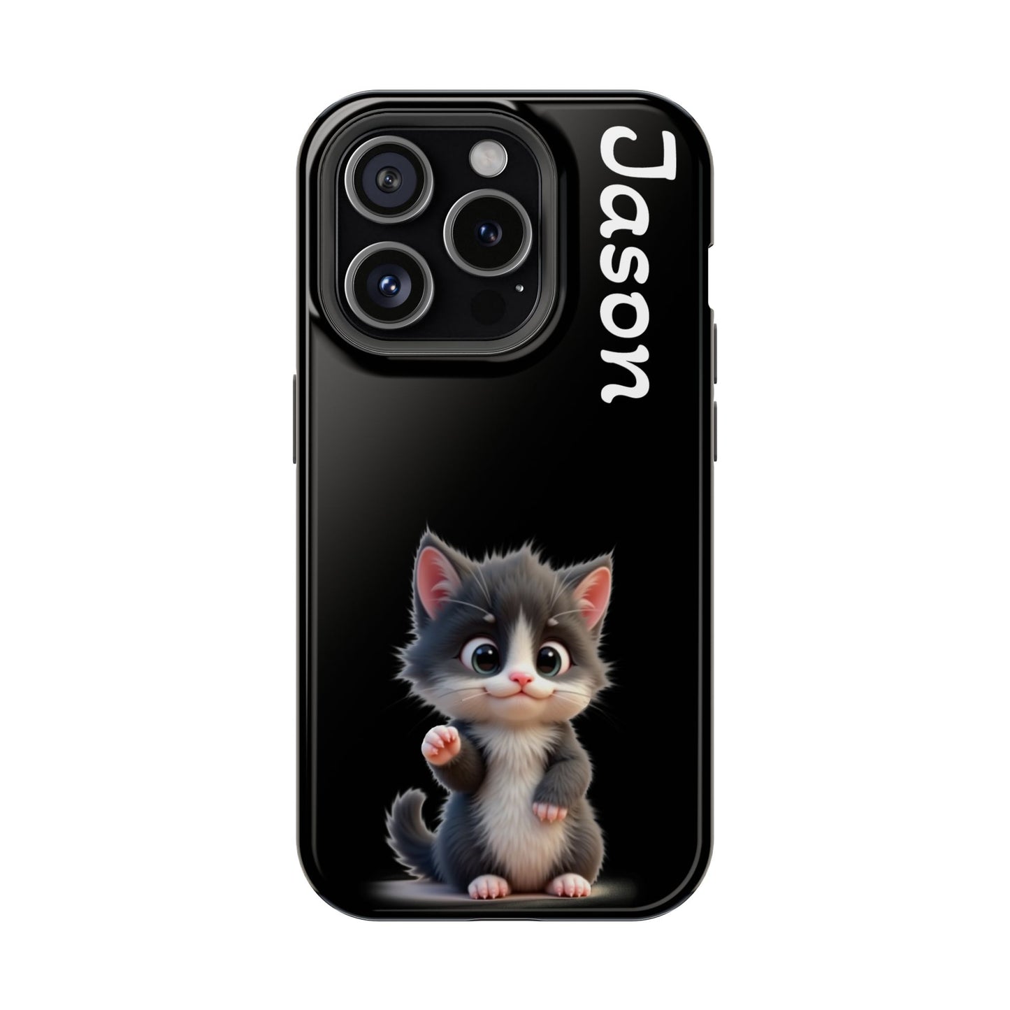 Personalized Kitten Phone Case - Custom Name Cat Lover Gift | Cute Black iPhone Cases for Women & Girls