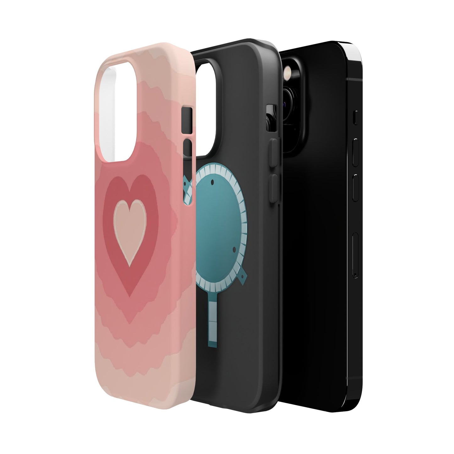 Pink Layered Heart iPhone Case - Cute Aesthetic Y2K Valentine's Gift