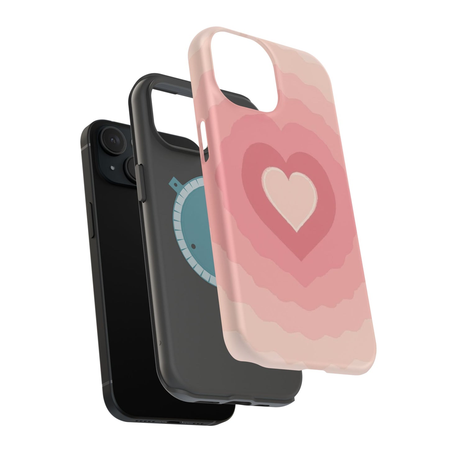Pink Layered Heart iPhone Case - Cute Aesthetic Y2K Valentine's Gift