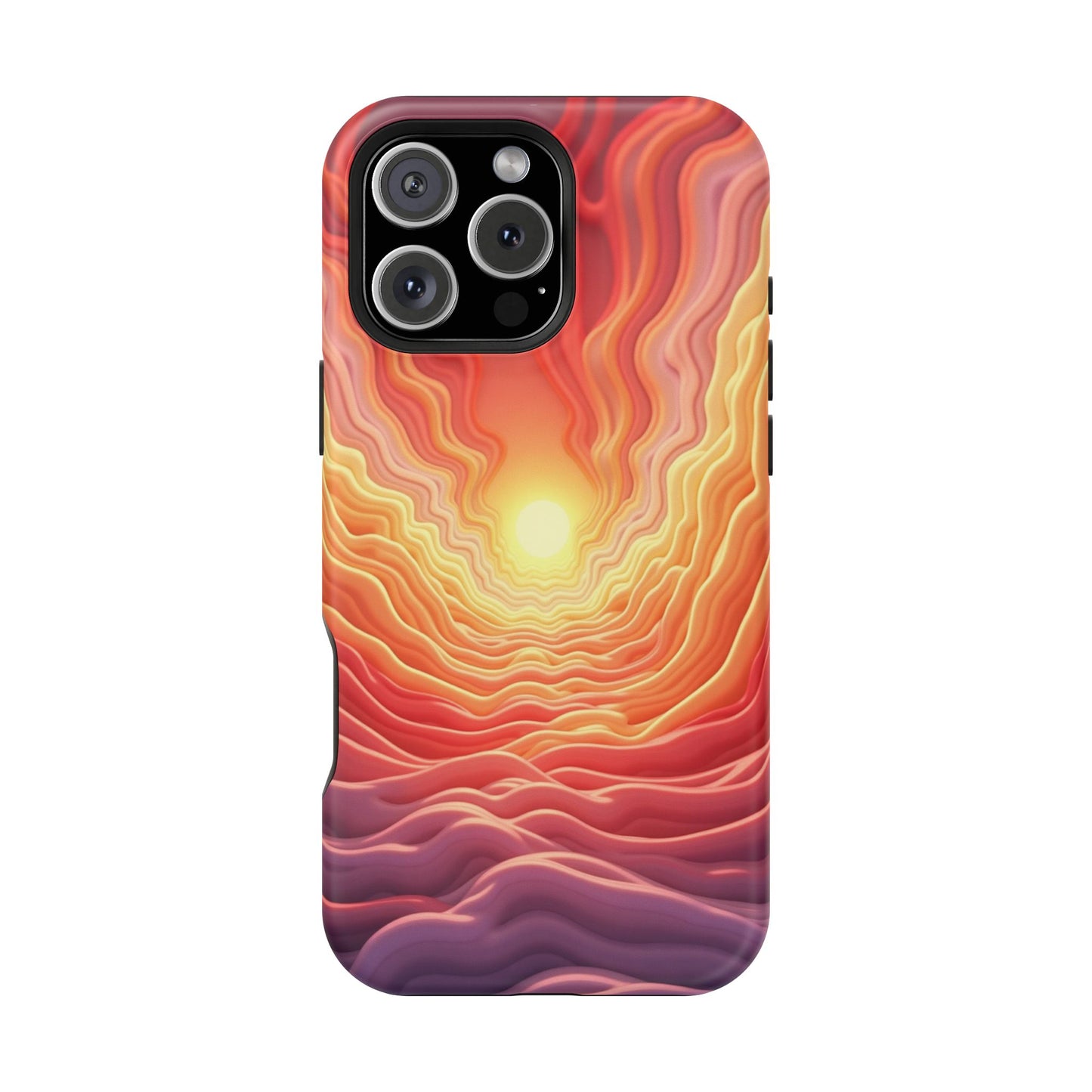 Golden Glow iPhone Case - Sunset Landscape Design, Aesthetic Gift Idea