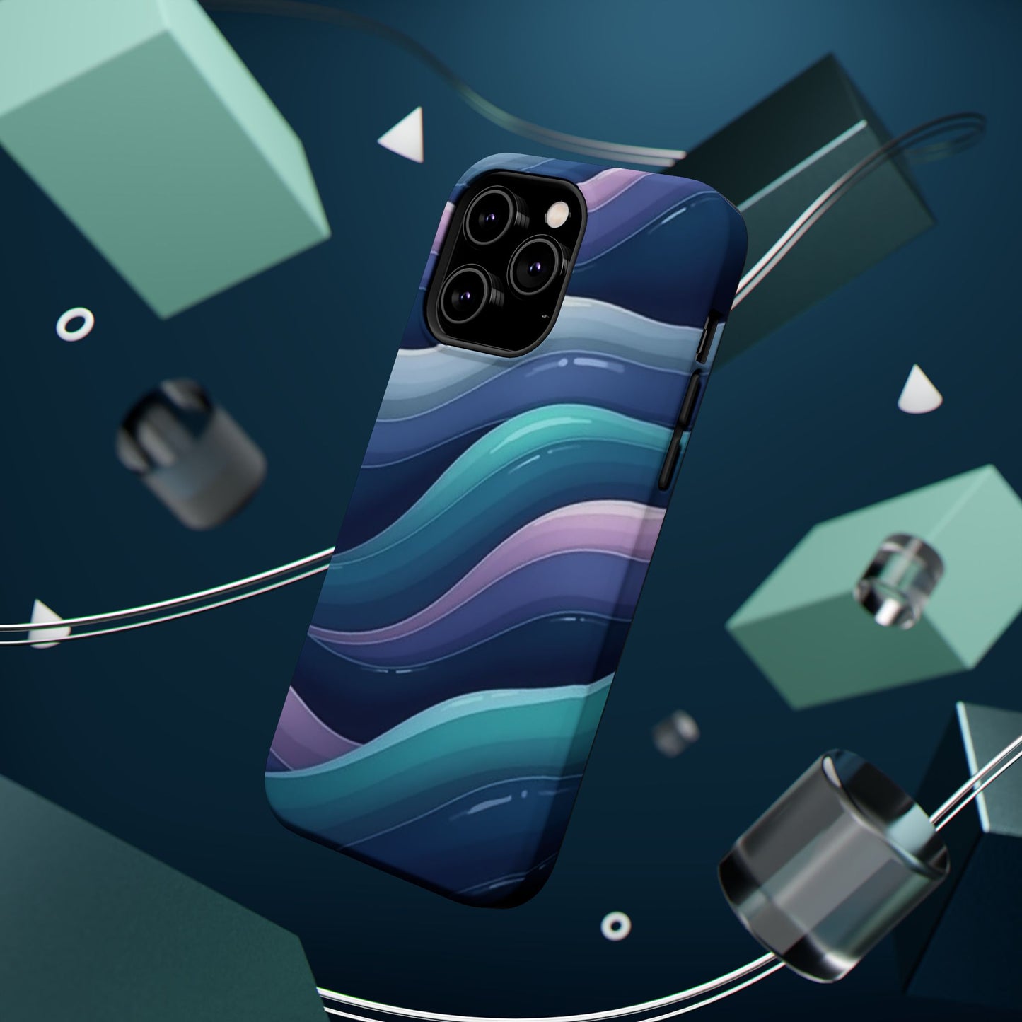 Blue Wave Phone Case - Aesthetic iPhone Case | Dark Moody Gradient Design | Gifts for Her | Unique Art Print
