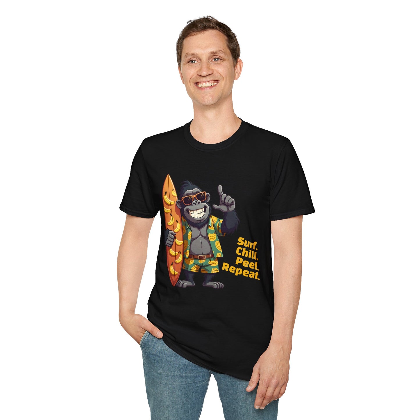 Surf. Chill. Peel. Repeat. β Funny Tropical Gorilla T-Shirt