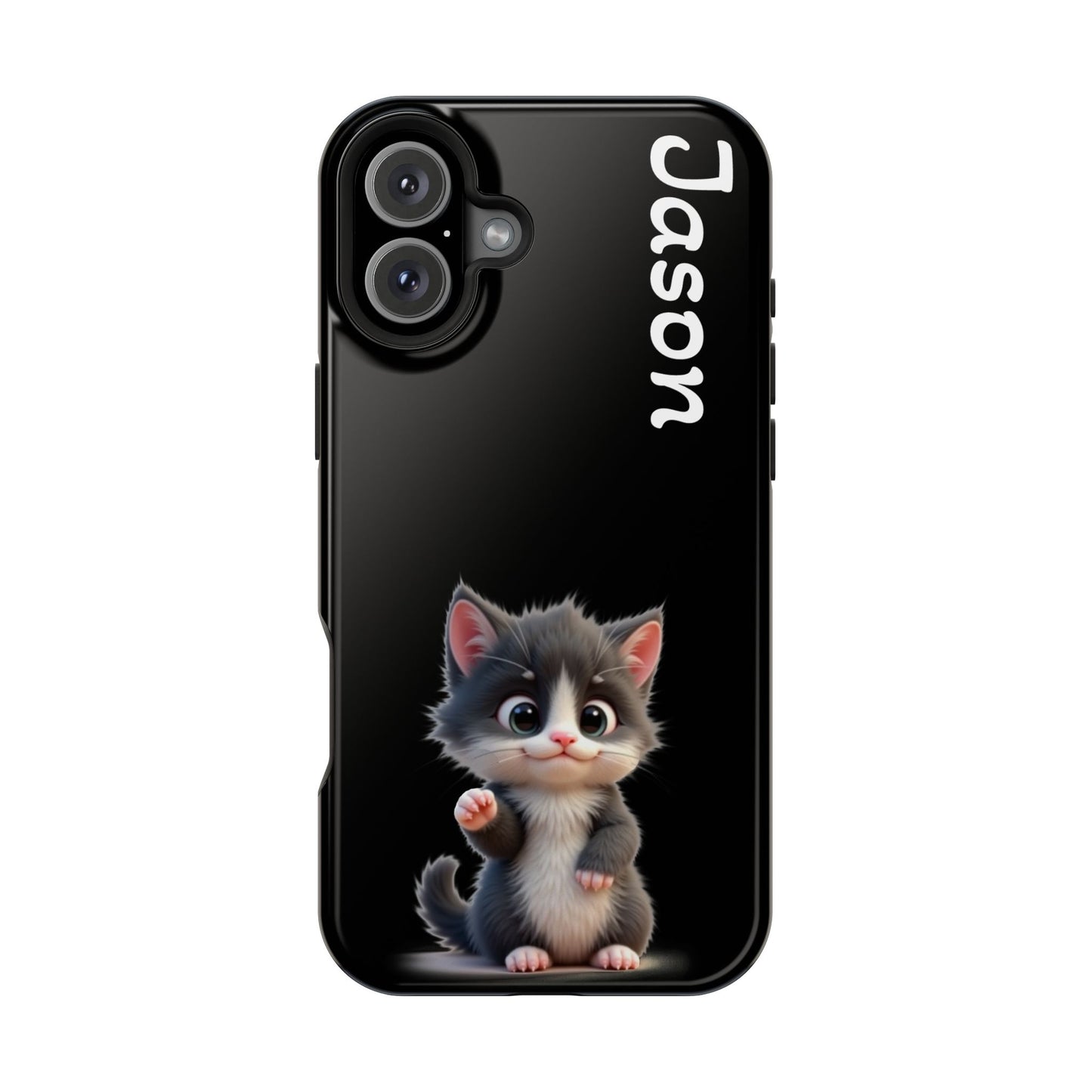 Personalized Kitten Phone Case - Custom Name Cat Lover Gift | Cute Black iPhone Cases for Women & Girls