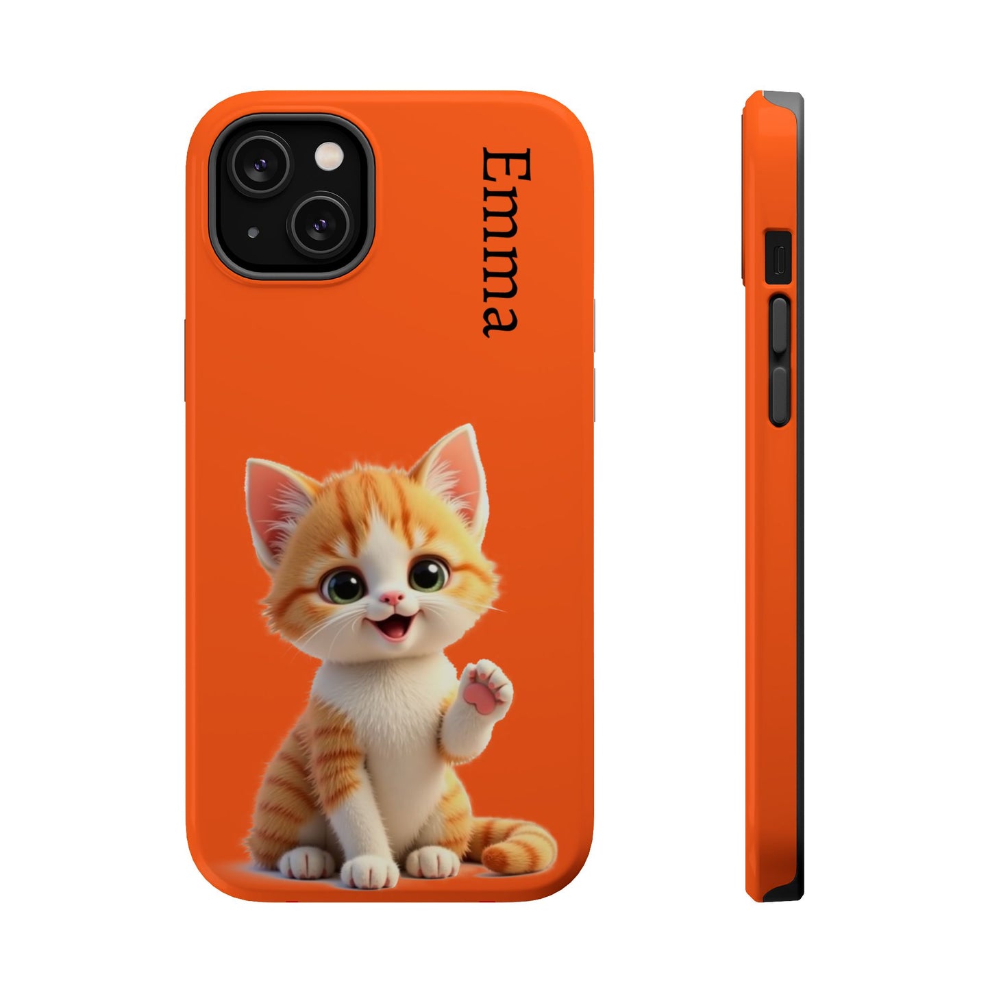 Personalized Orange Tabby Cat Phone Case - Custom Name Gift for Cat Lovers | Kawaii Kitten Cases for Girls & Women