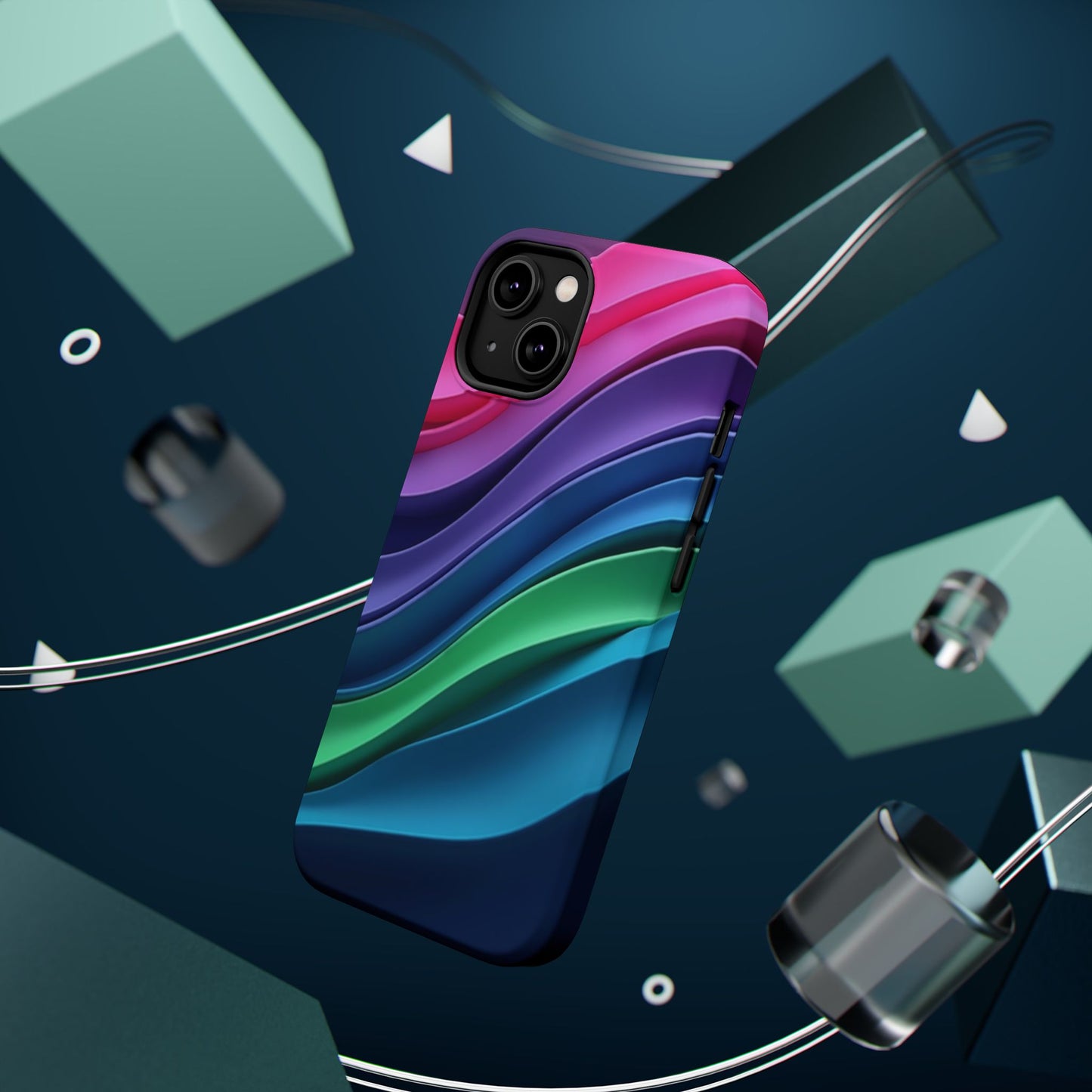 Rainbow Wave Phone Case - Colorful Abstract Design | Aesthetic iPhone Case | Trendy Gifts for Her | Vivid Gradient Art