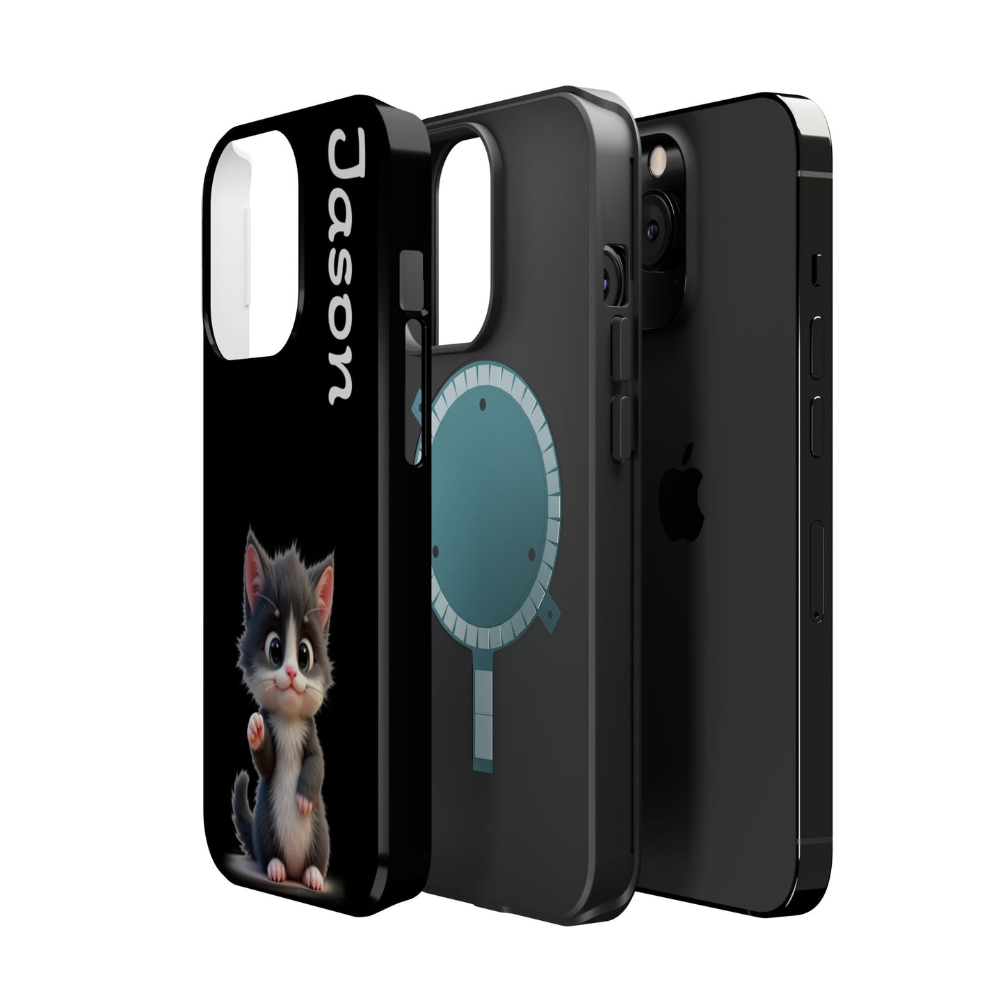 Personalized Kitten Phone Case - Custom Name Cat Lover Gift | Cute Black iPhone Cases for Women & Girls