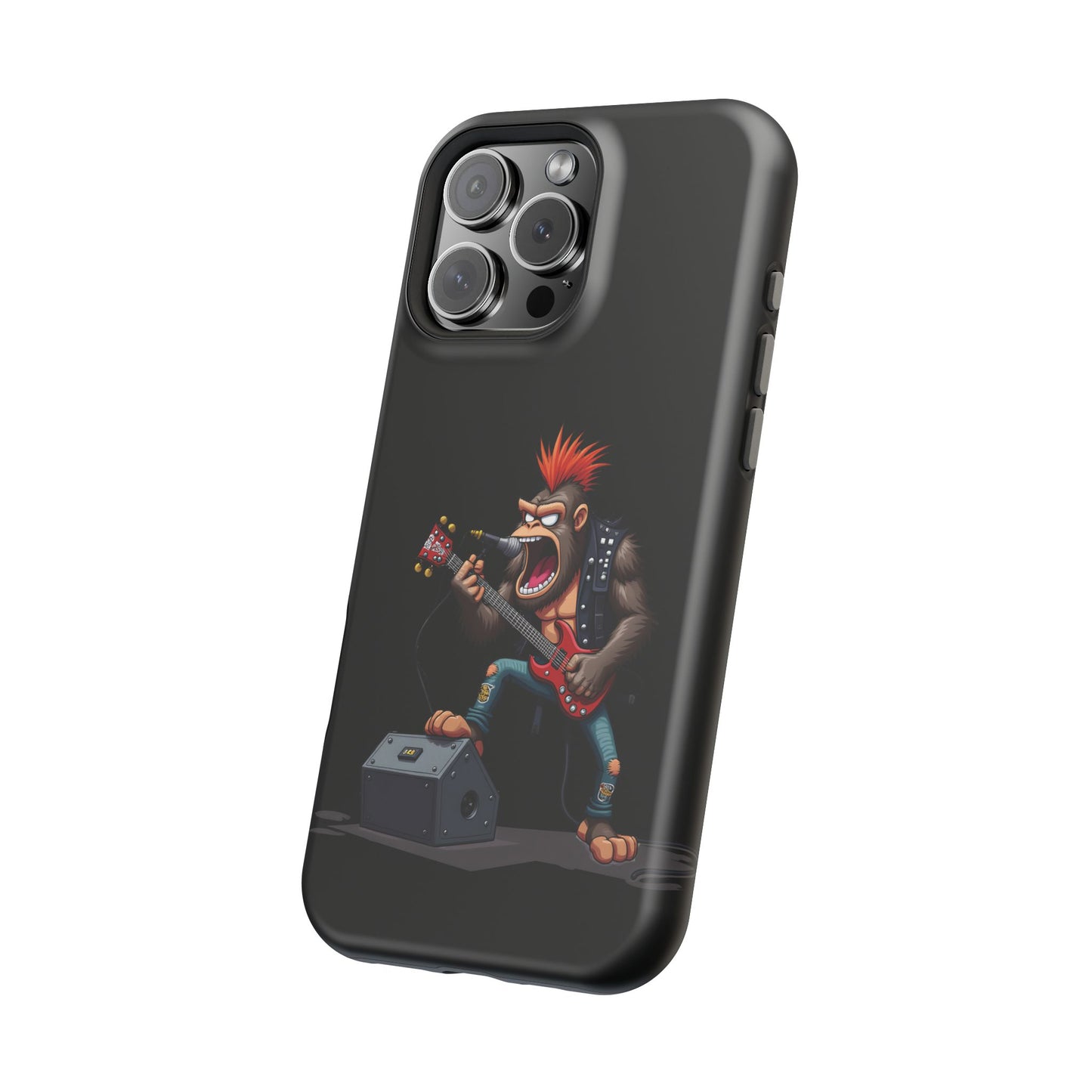 Punk Rock Gorilla iPhone Case - Funny Music Gift, Edgy Aesthetic, Animal Lover Gift