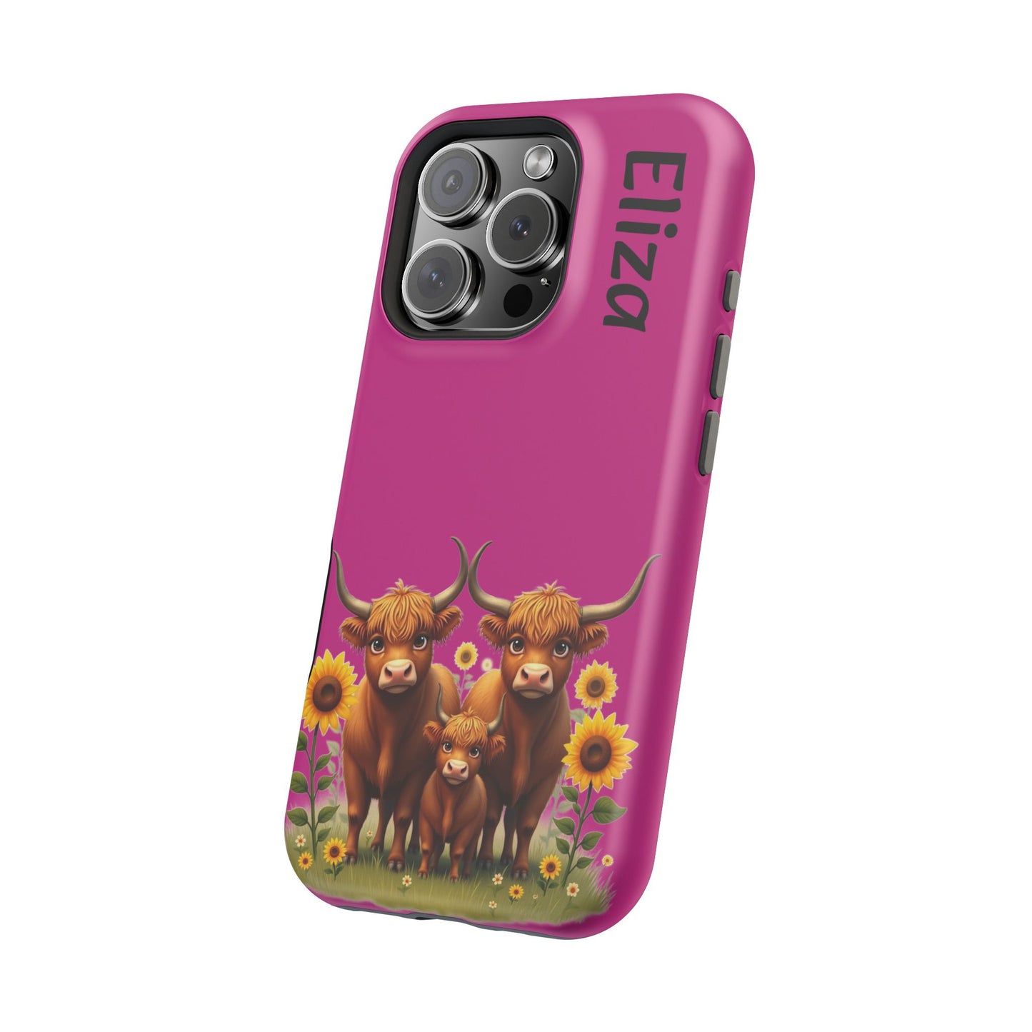 Highland Cow Phone Case - Personalized Custom Name | Cute Farm Animal Gift | iPhone Cases for Women & Girls