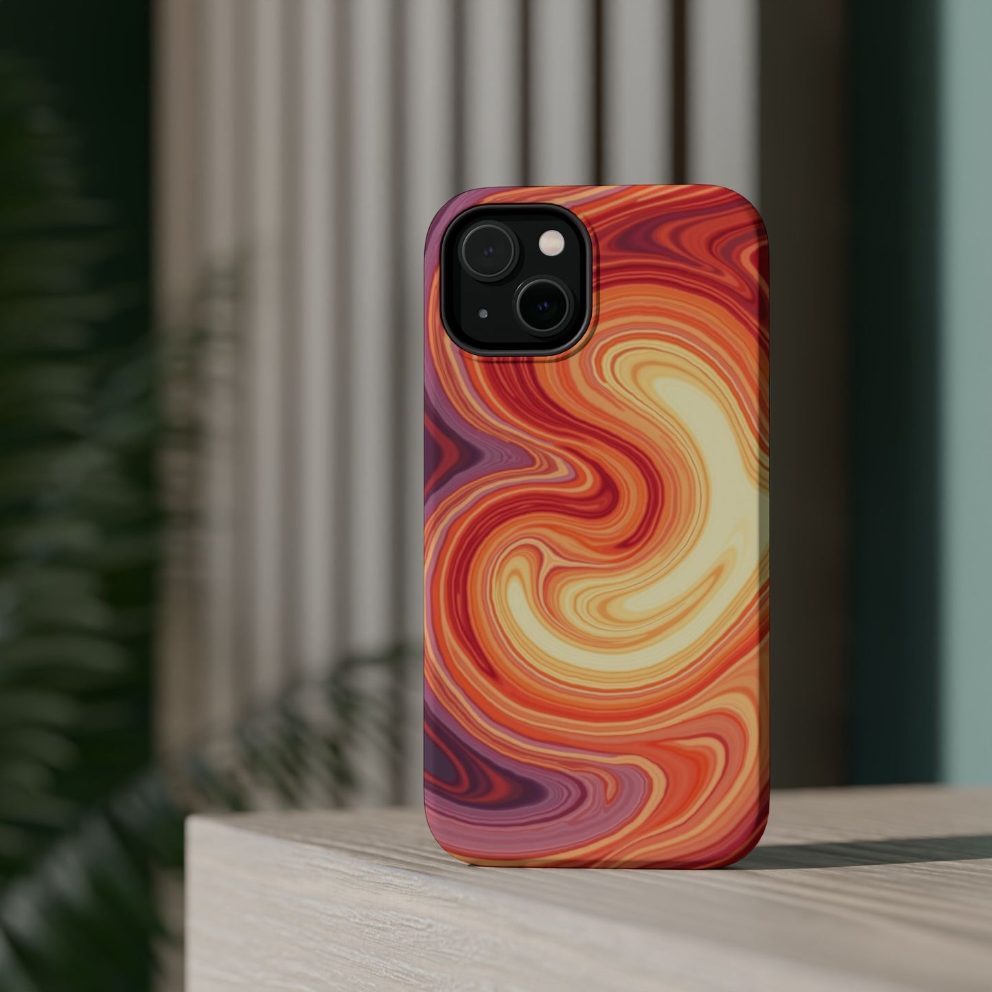 Sunset Phone Case - Orange Aesthetic iPhone Case, Warm Gift Idea, Trendy Swirl Design