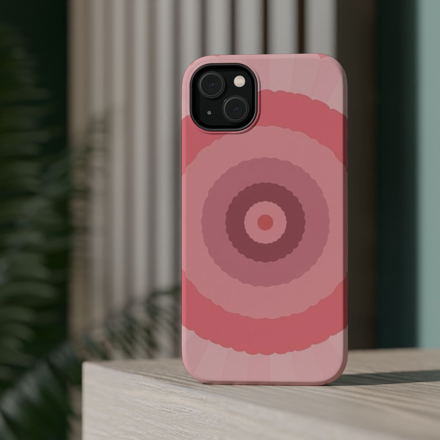 Retro Pink iPhone Case - 70s Aesthetic Wave Design - Cute Y2K Accessory
