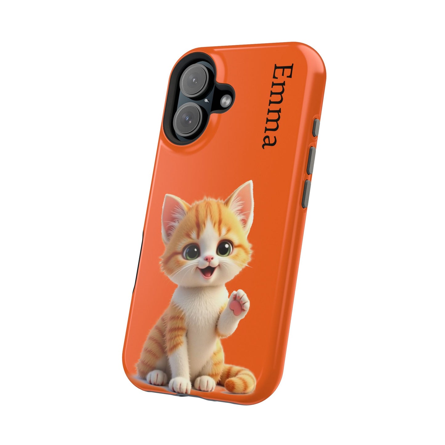 Personalized Orange Tabby Cat Phone Case - Custom Name Gift for Cat Lovers | Kawaii Kitten Cases for Girls & Women