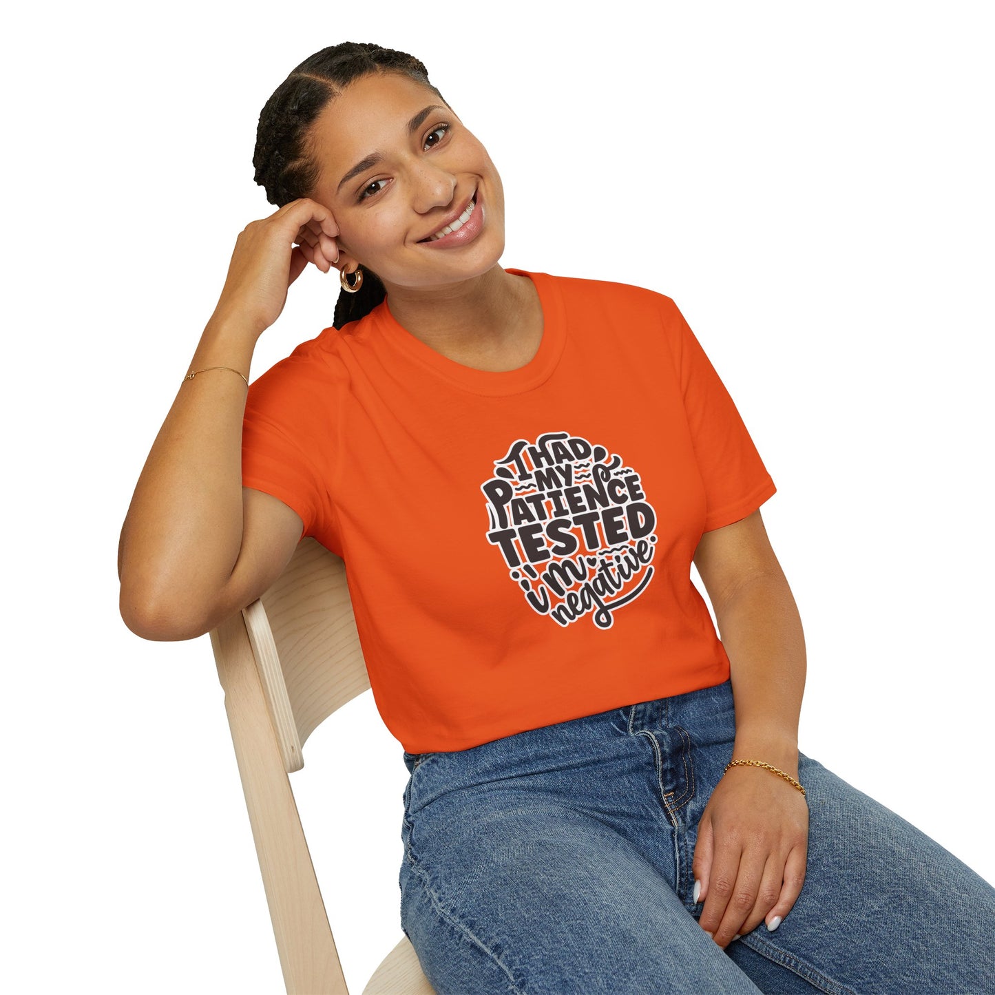 "I Had My Patience Tested – I’m Negative" Funny Sarcastic T-Shirt | Witty Gift for Overwhelmed Souls & Dry Humor Lovers