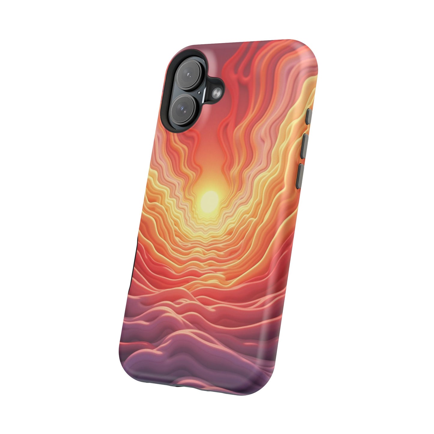 Golden Glow iPhone Case - Sunset Landscape Design, Aesthetic Gift Idea