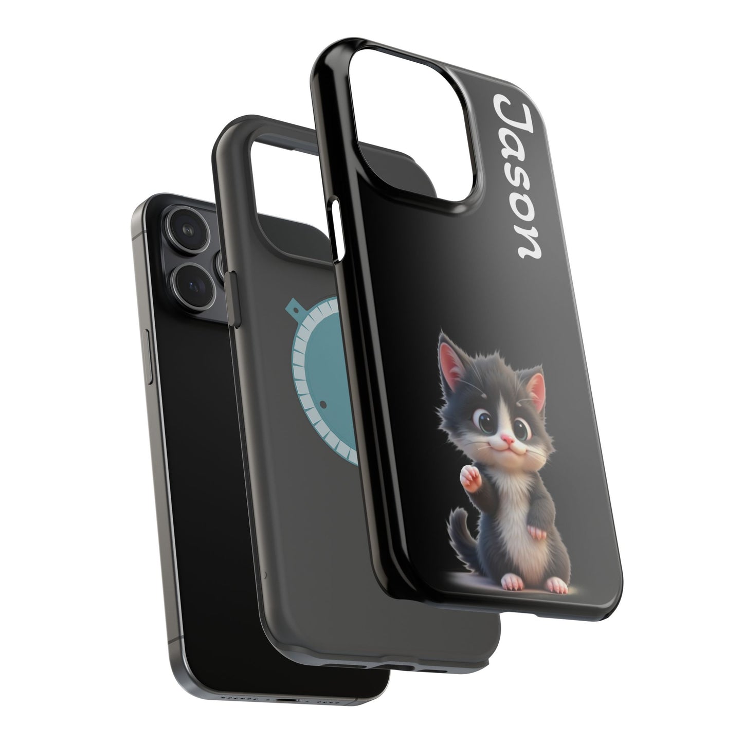 Personalized Kitten Phone Case - Custom Name Cat Lover Gift | Cute Black iPhone Cases for Women & Girls