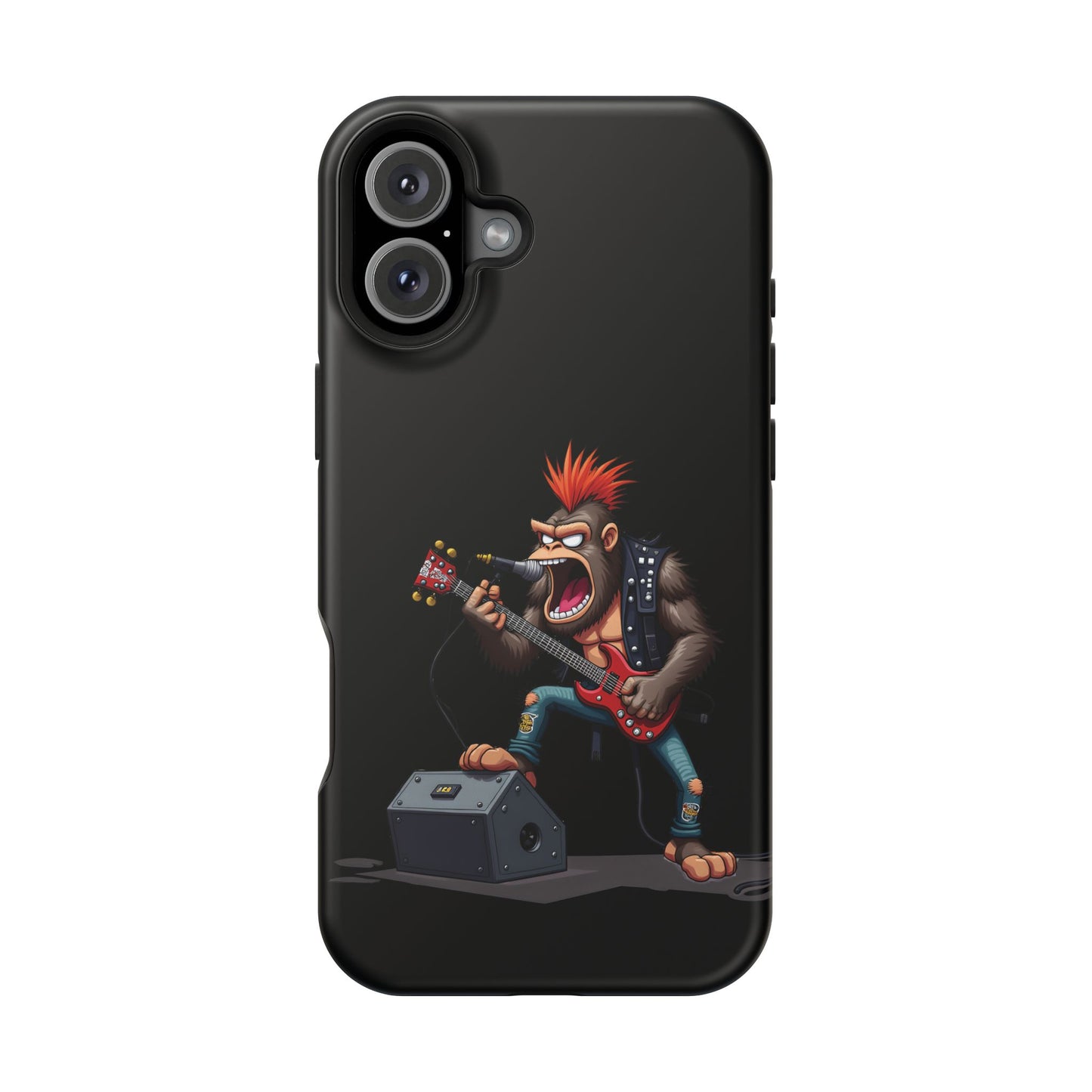 Punk Rock Gorilla iPhone Case - Funny Music Gift, Edgy Aesthetic, Animal Lover Gift