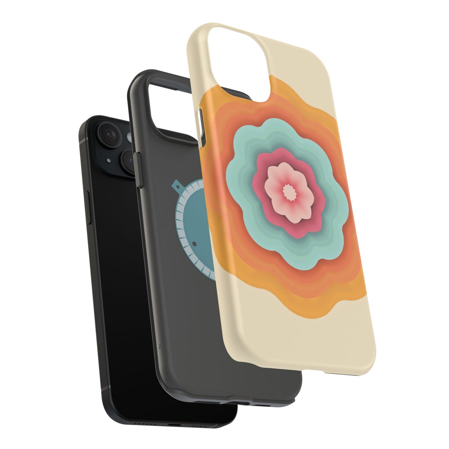 Retro Flower Phone Case - 70s Aesthetic iPhone Case, Vintage Gift Idea, Layered Floral Design
