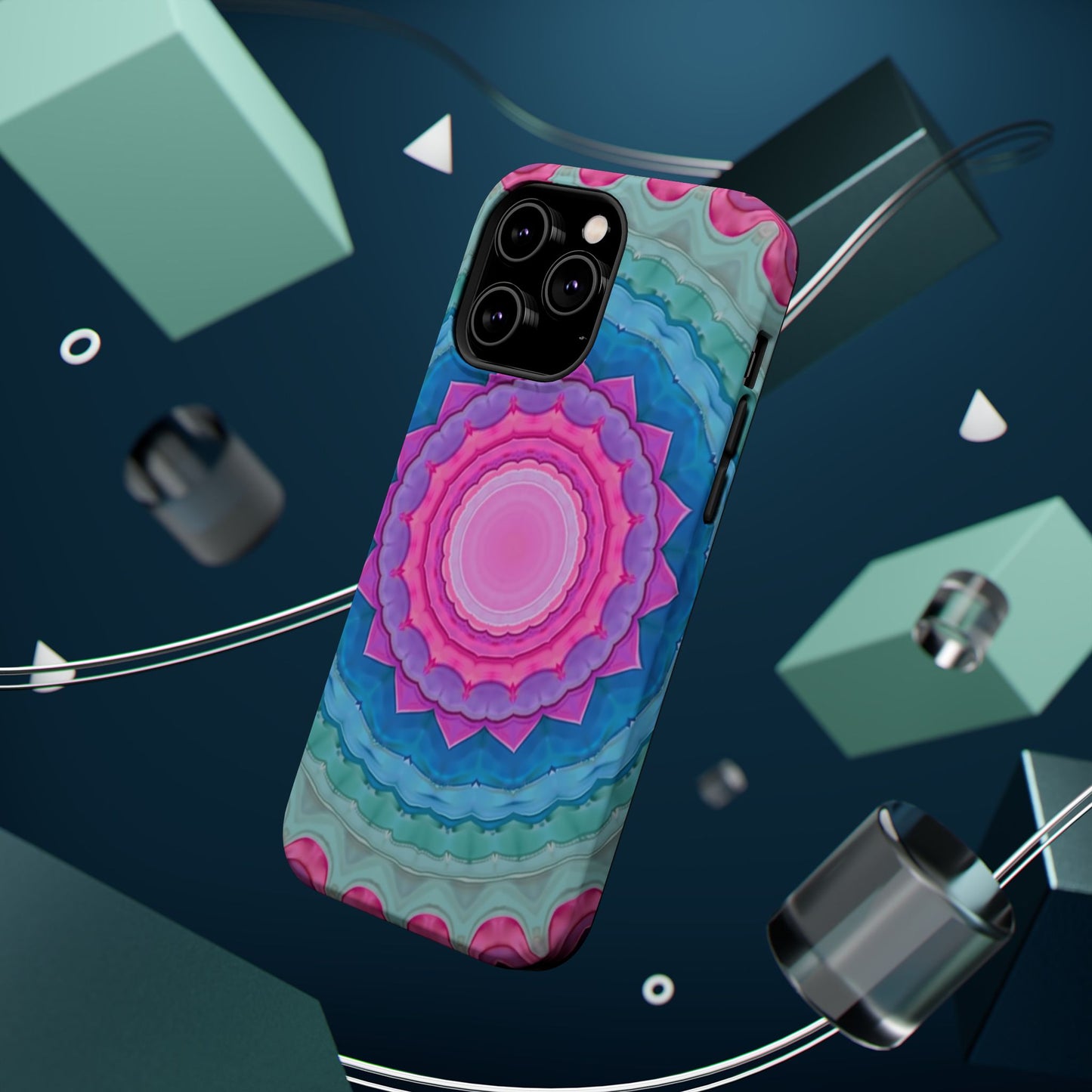 Rippled Radiance iPhone Case - Abstract Pink Floral Design, Aesthetic Gift Idea