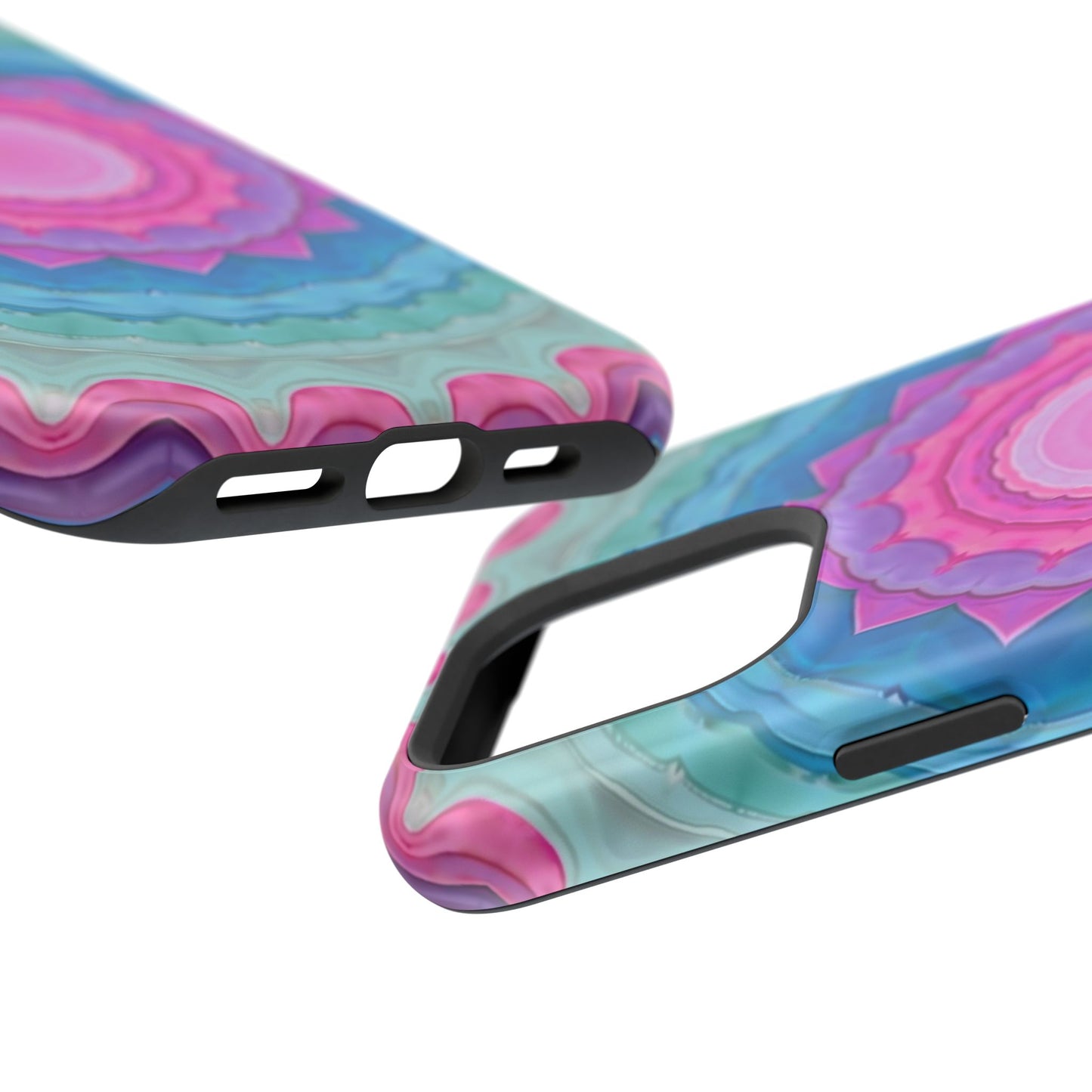Rippled Radiance iPhone Case - Abstract Pink Floral Design, Aesthetic Gift Idea