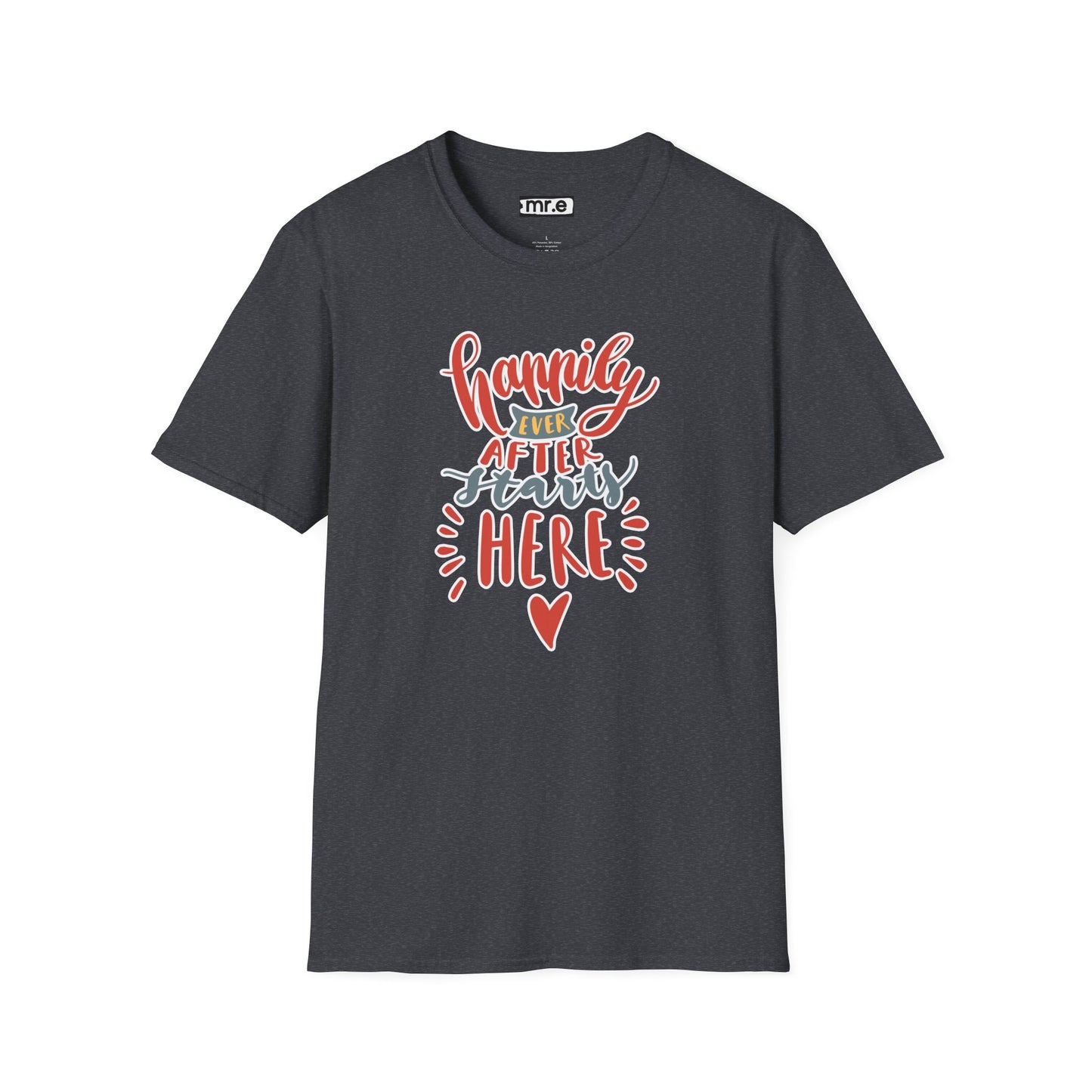 "Happily Ever After Starts Here" Inspirational & Wholesome T-Shirt – Cute Motivational Graphic Tee for Dreamers, Romantics & New Beginnings