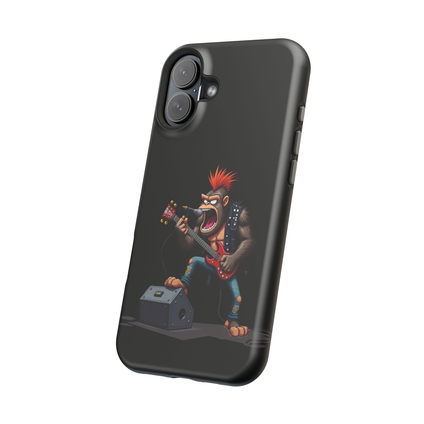 Punk Rock Gorilla iPhone Case - Funny Music Gift, Edgy Aesthetic, Animal Lover Gift