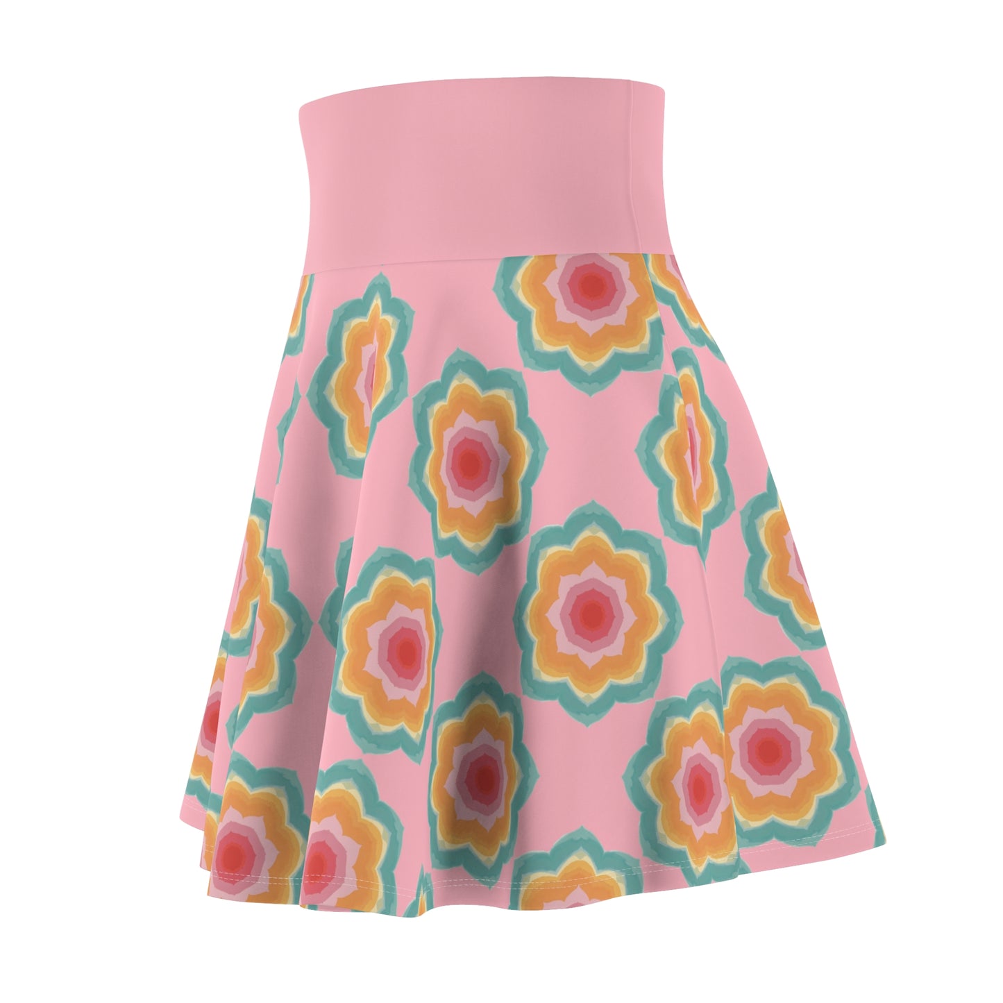 Blossom Radiance Skater Skirt - Pastel Pink Floral Dream