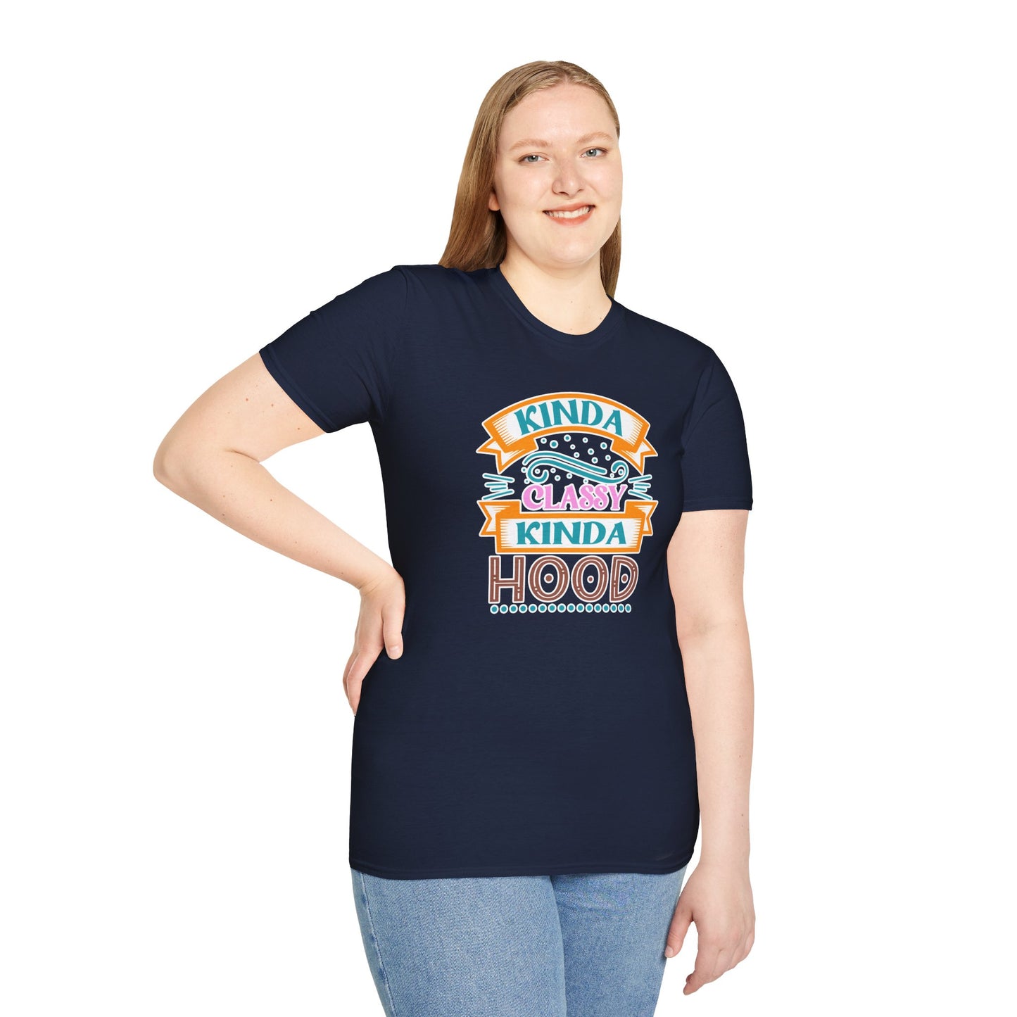 "Kinda Classy, Kinda Hood" Funny Dual-Vibe T-Shirt – Effortlessly Cool Graphic Tee for the Ironic Minimalist & Streetwise Sassy Soul