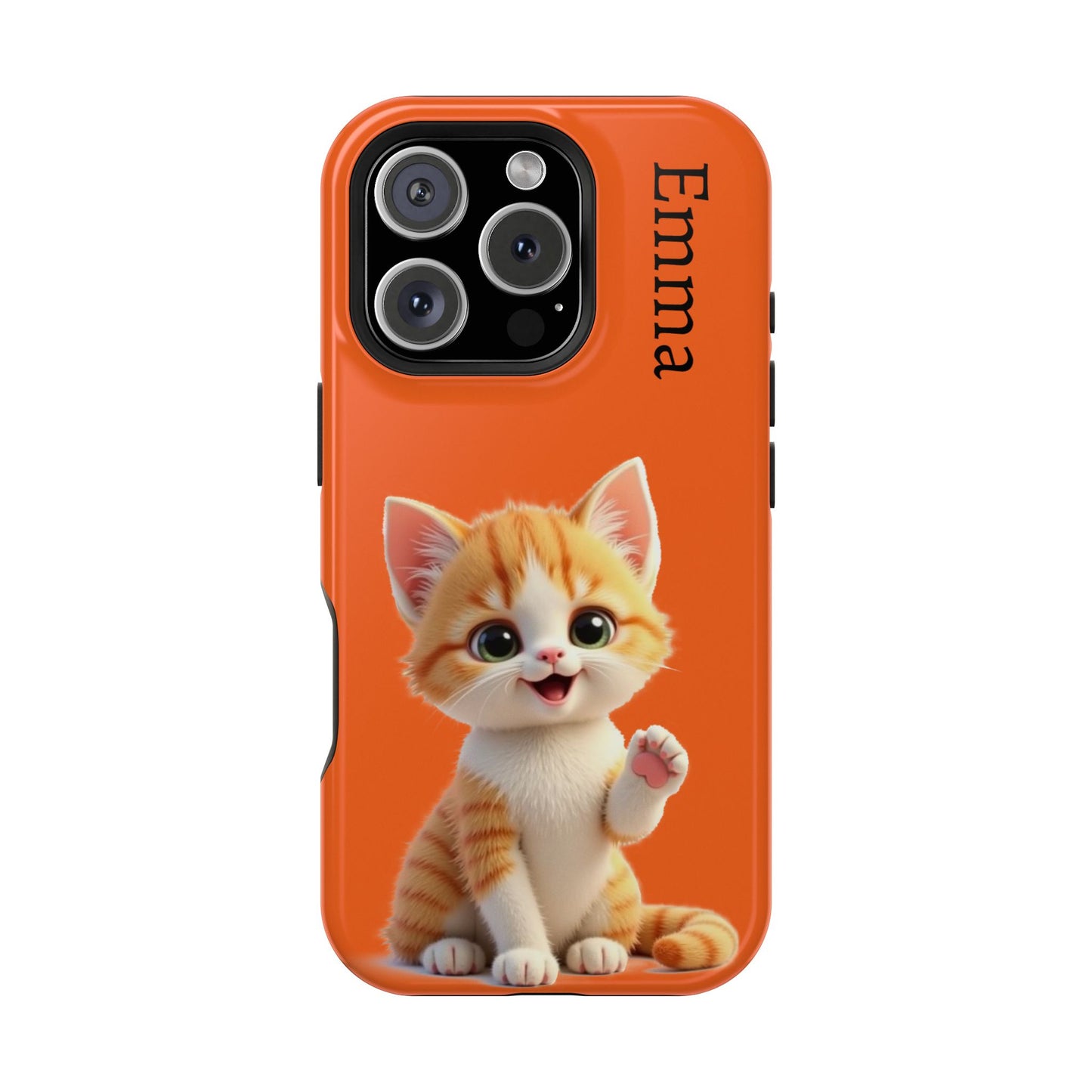 Personalized Orange Tabby Cat Phone Case - Custom Name Gift for Cat Lovers | Kawaii Kitten Cases for Girls & Women