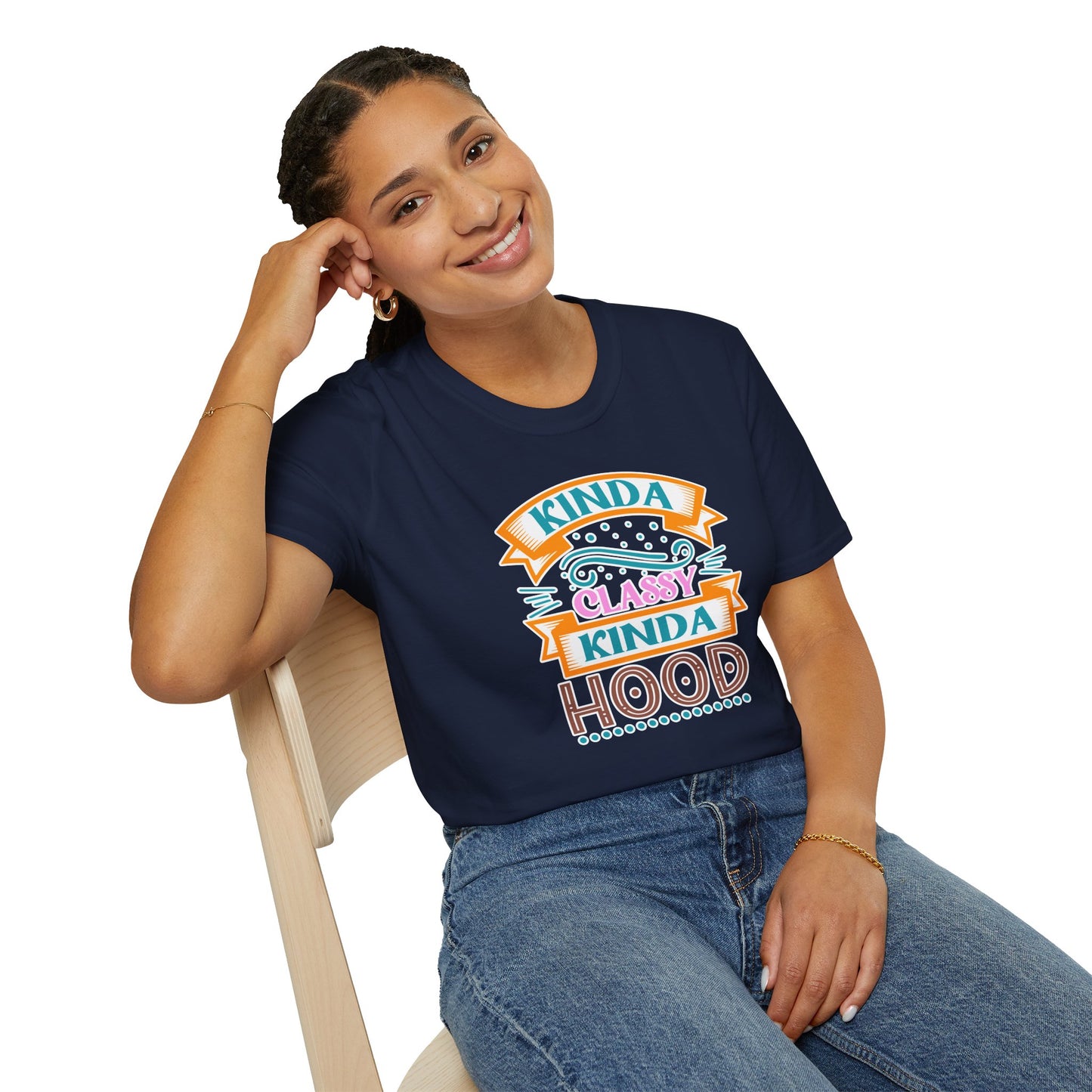 "Kinda Classy, Kinda Hood" Funny Dual-Vibe T-Shirt – Effortlessly Cool Graphic Tee for the Ironic Minimalist & Streetwise Sassy Soul