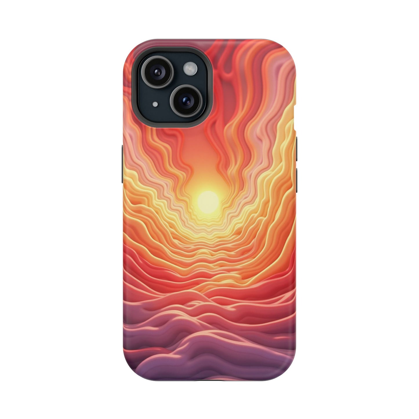 Golden Glow iPhone Case - Sunset Landscape Design, Aesthetic Gift Idea