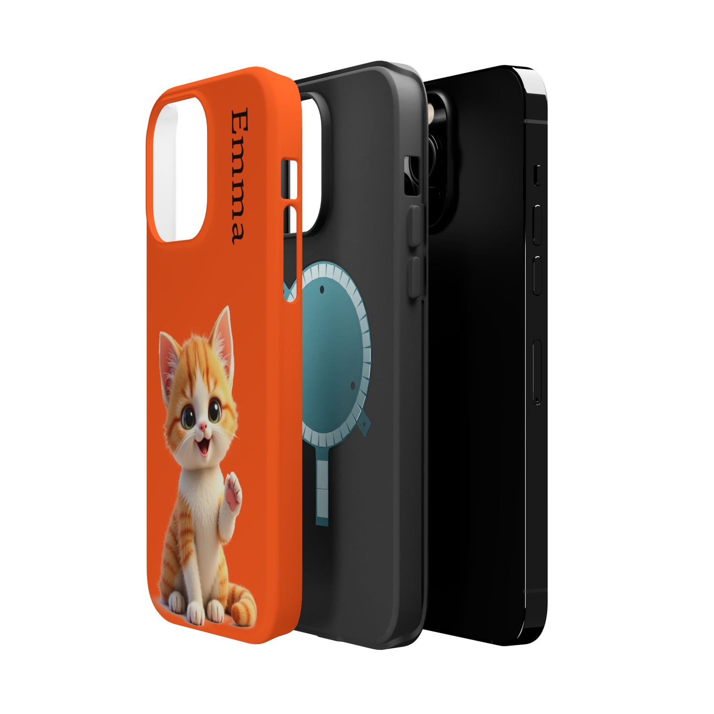 Personalized Orange Tabby Cat Phone Case - Custom Name Gift for Cat Lovers | Kawaii Kitten Cases for Girls & Women