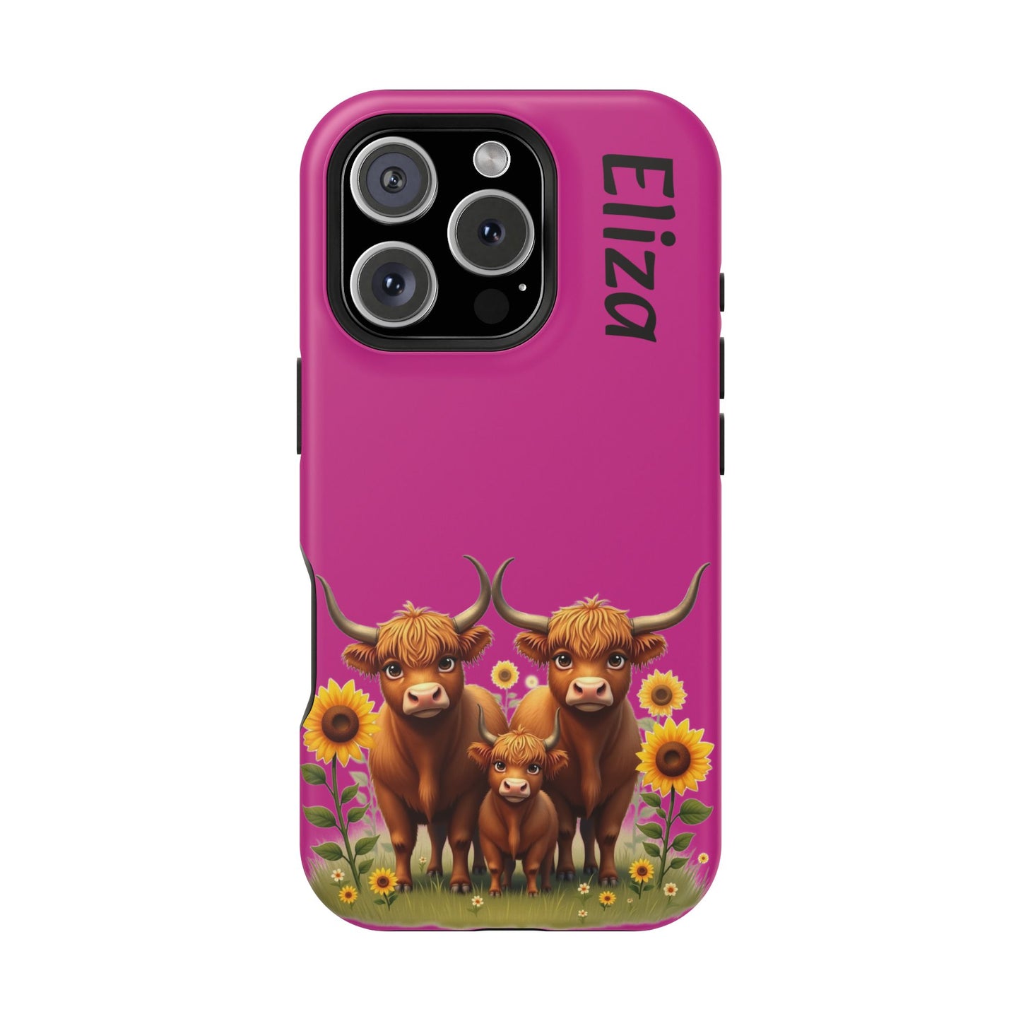 Highland Cow Phone Case - Personalized Custom Name | Cute Farm Animal Gift | iPhone Cases for Women & Girls