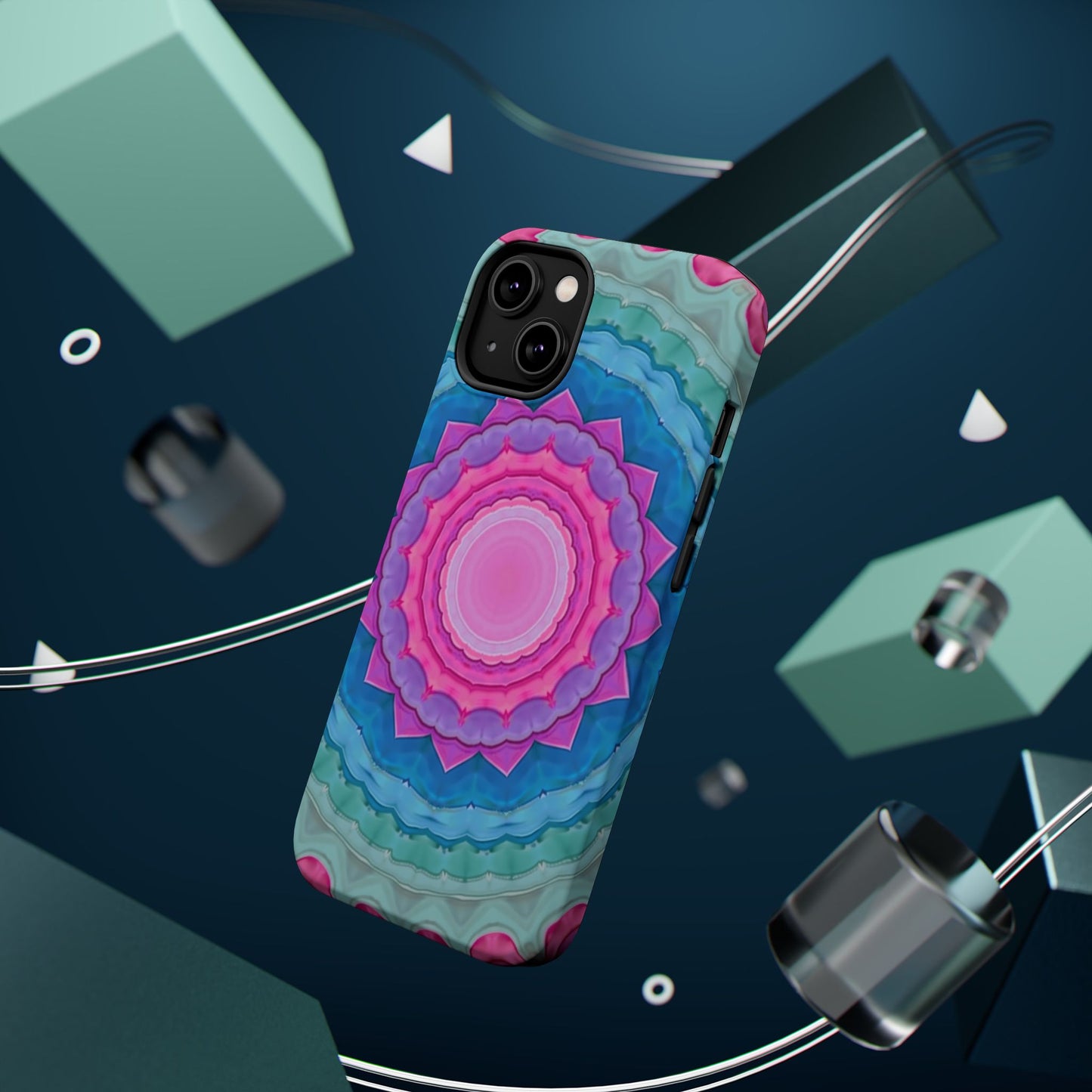 Rippled Radiance iPhone Case - Abstract Pink Floral Design, Aesthetic Gift Idea