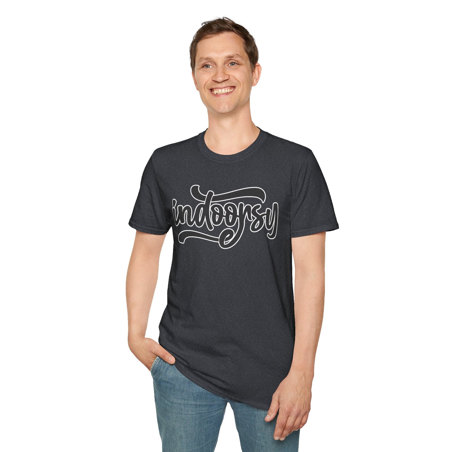 "Indoorsy" Funny Indoor Lifestyle T-Shirt – Quirky & Cozy Graphic Tee for Homebodies, Introverts & Lazy Legends