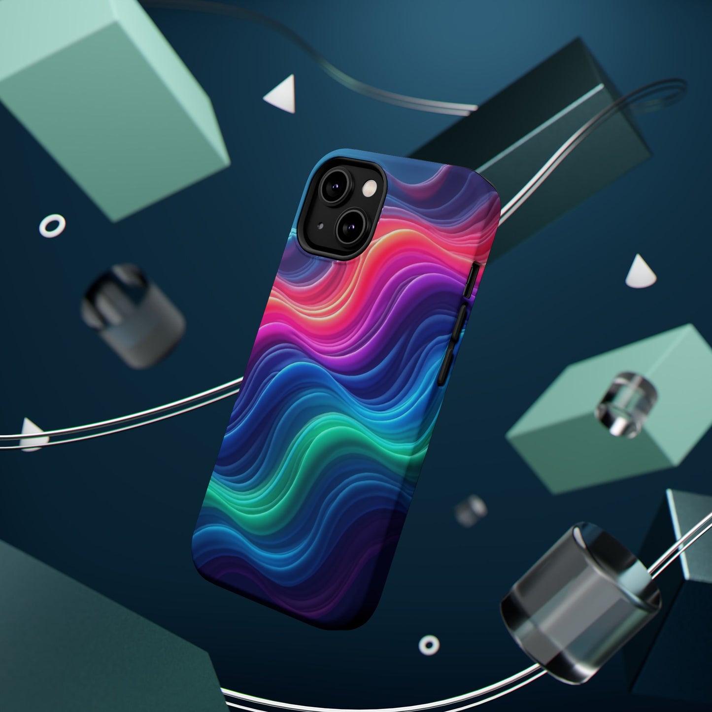 Neon Wave Phone Case - Aesthetic Glowing Design | iPhone 14-17 Cases | Trendy Gifts for Her, Rave Accessory