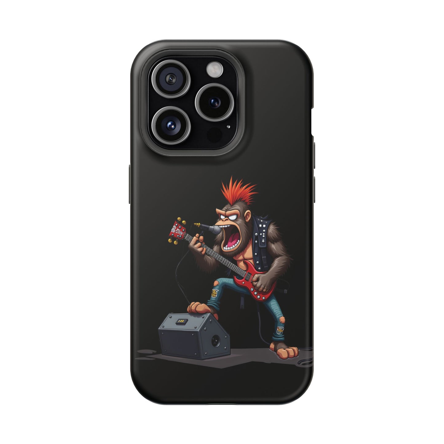 Punk Rock Gorilla iPhone Case - Funny Music Gift, Edgy Aesthetic, Animal Lover Gift
