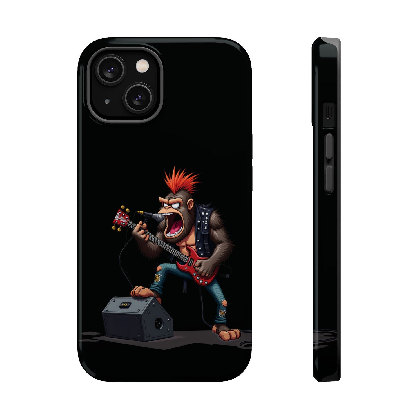 Punk Rock Gorilla iPhone Case - Funny Music Gift, Edgy Aesthetic, Animal Lover Gift