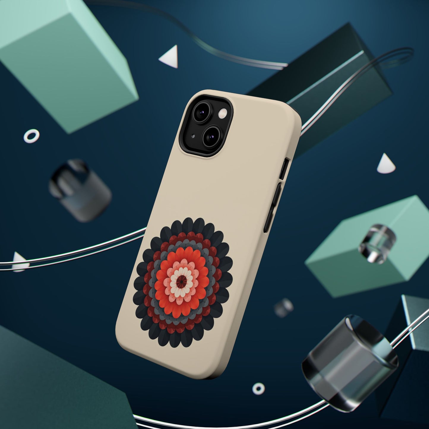 Red & Black Mandala iPhone Case - Bohemian Flower Design, Aesthetic Gift Idea