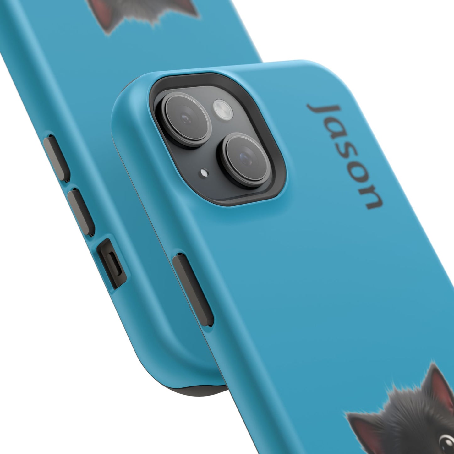 Personalized Black Kitten Phone Case - Custom Name Cat Lover Gift | Cute Teal Blue iPhone Cases for Women & Girls