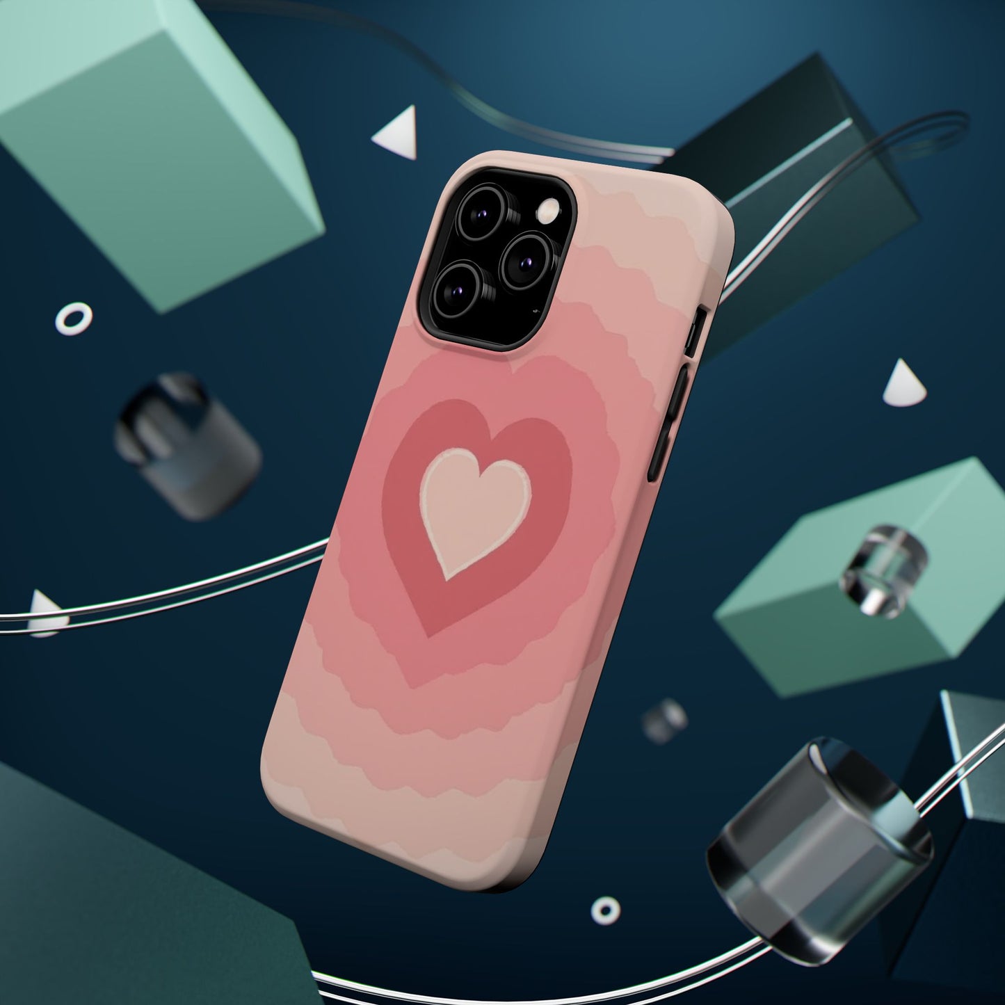 Pink Layered Heart iPhone Case - Cute Aesthetic Y2K Valentine's Gift