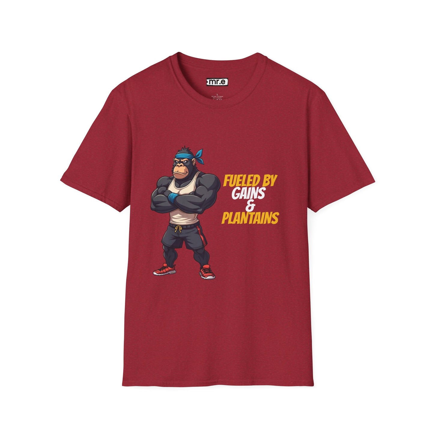 Fueled by Gains & Plantains β Funny Gym Gorilla T-Shirt
