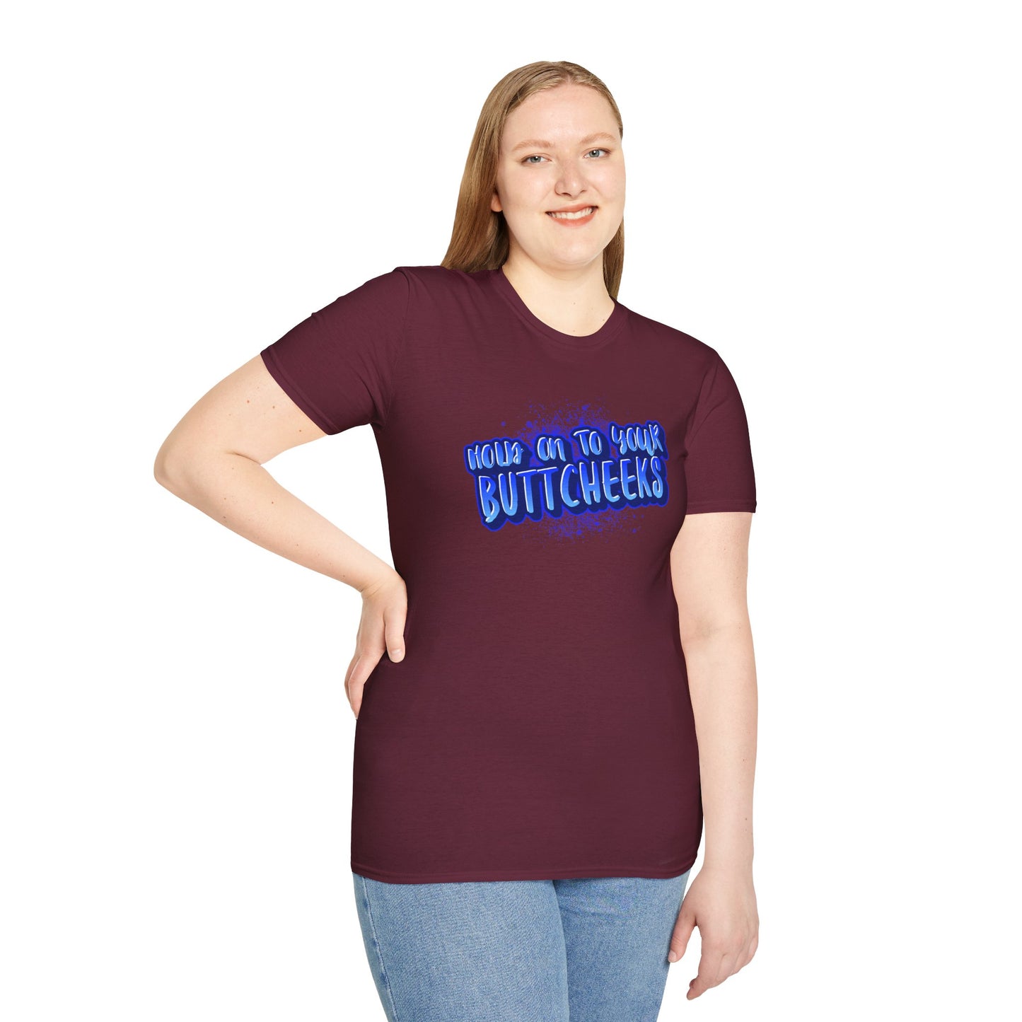 'Hold On To Your Buttcheeks' - Humorous Unisex Lightweight Cotton T-Shirt